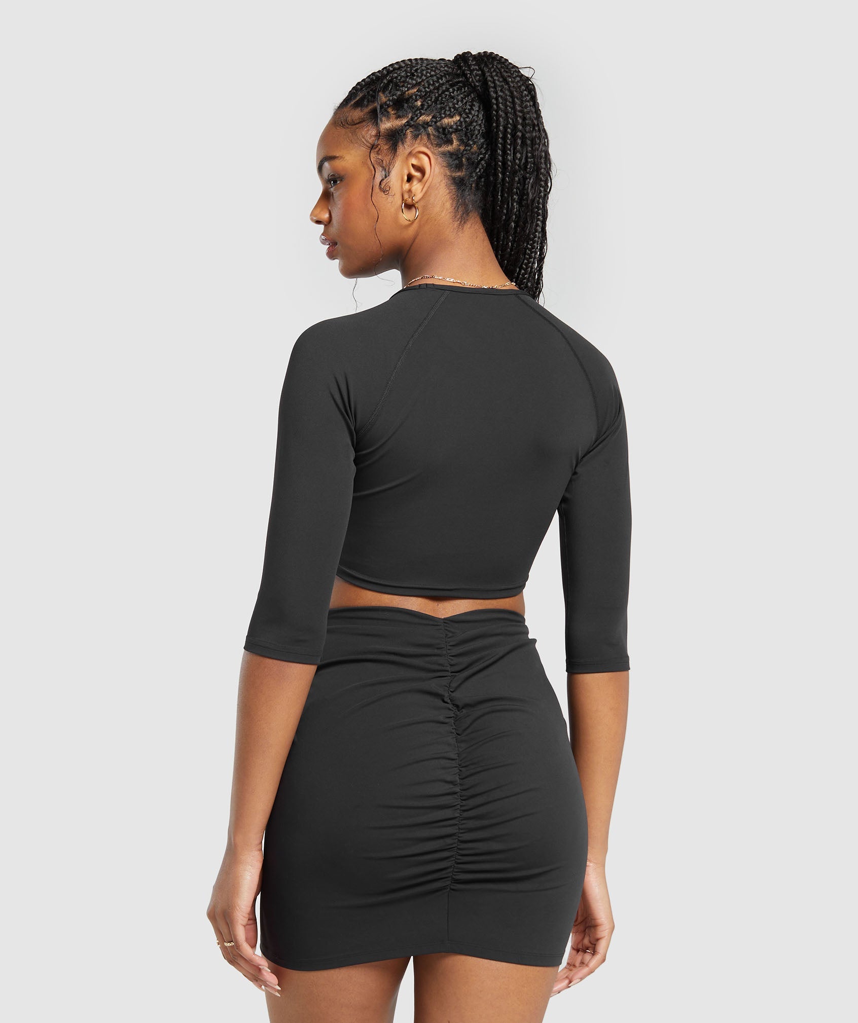 Ruche 3/4 Sleeve Crop Top