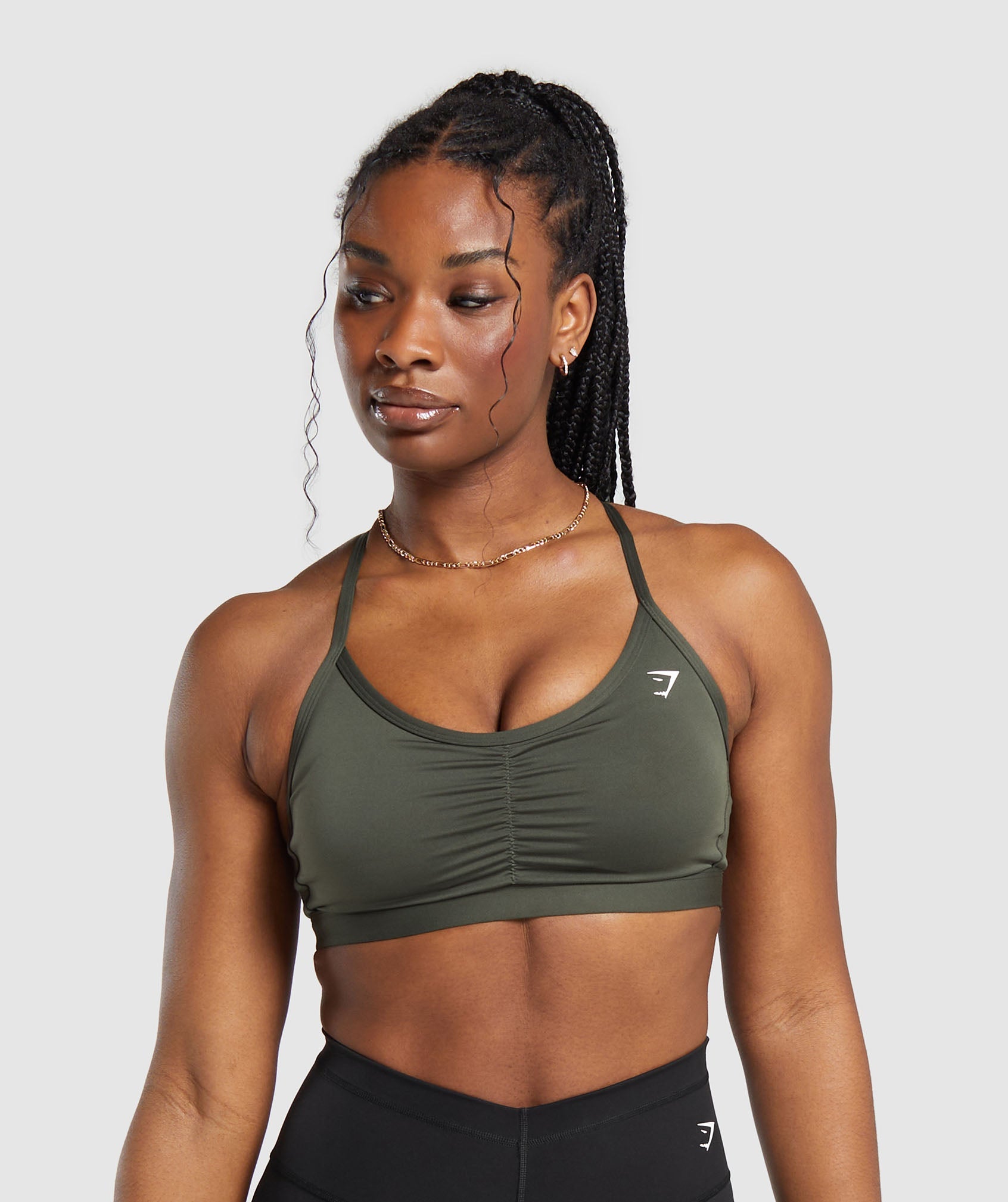 Ruched Training Sports Bra in Strength Green is out of stock