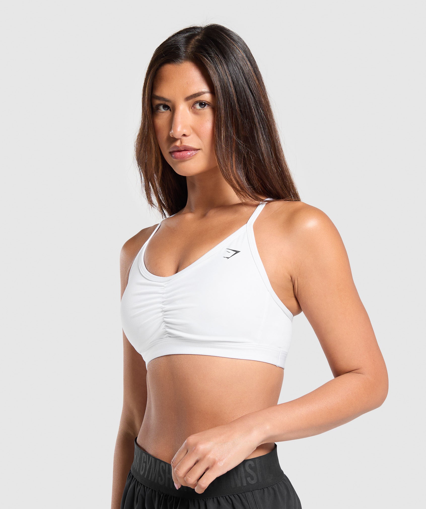 Ruched Sports Bra in White - view 3