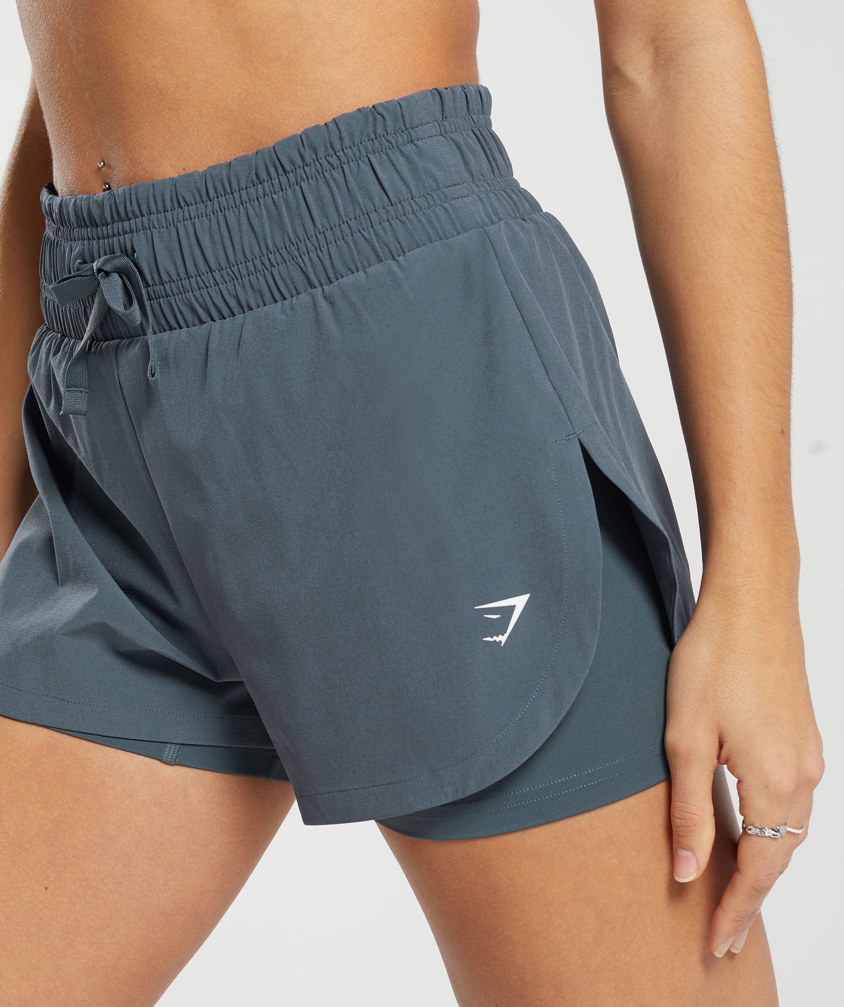 Running 2 In 1 Shorts in Titanium Blue - view 5