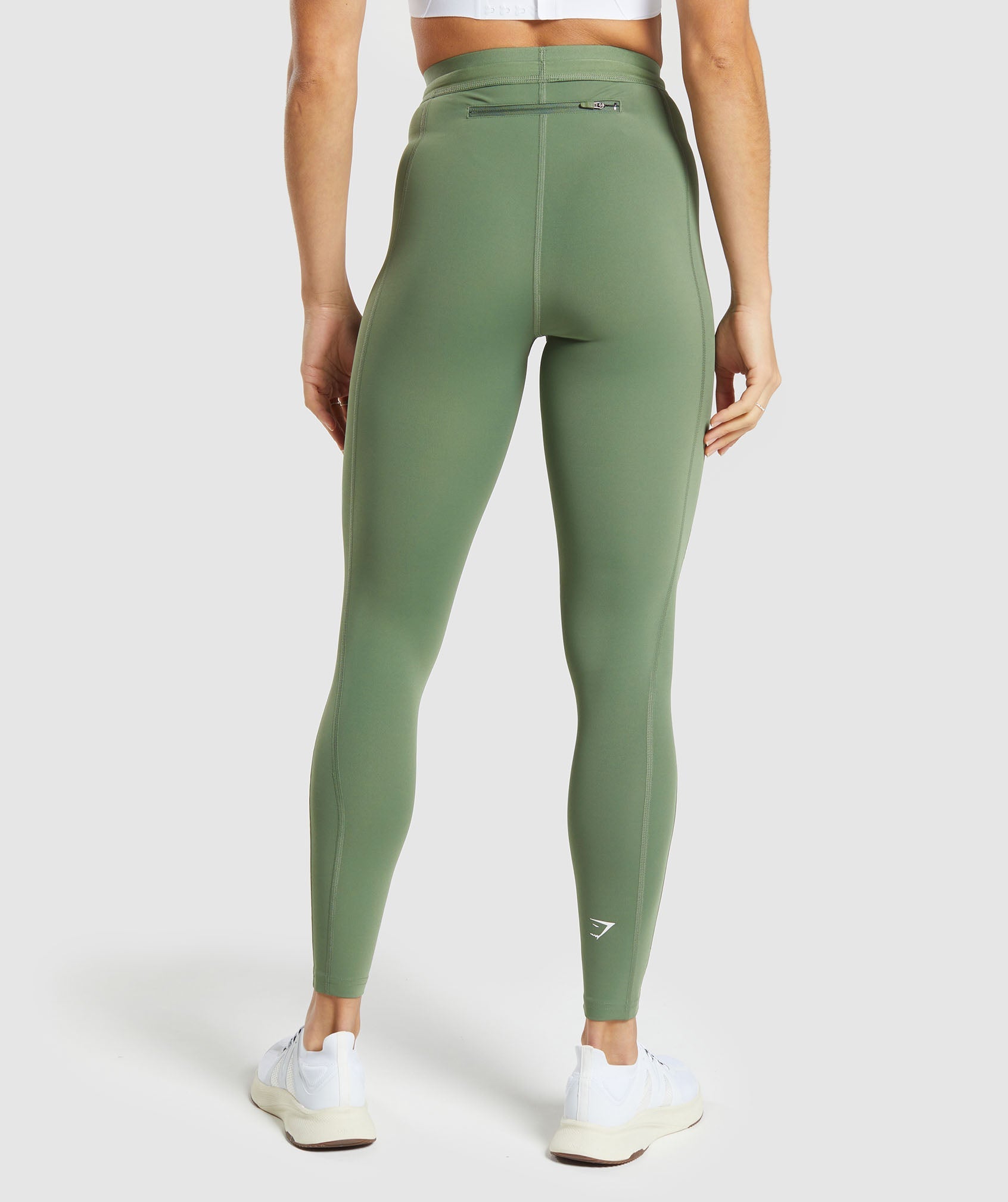 Gymshark Strappy Waistband Leggings - Deep Olive Green