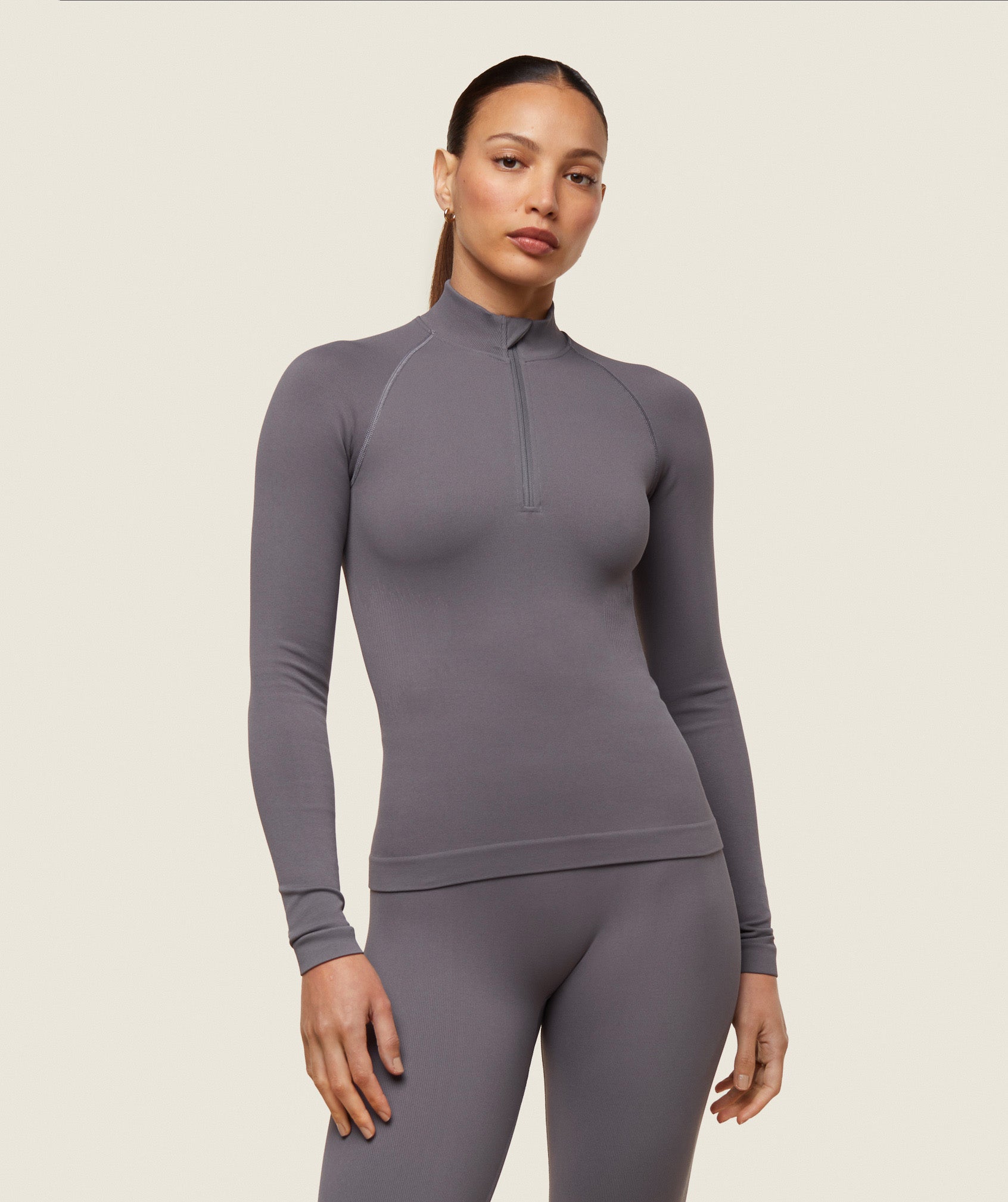 everywear Seamless Turtleneck in Brushed Grey - view 1