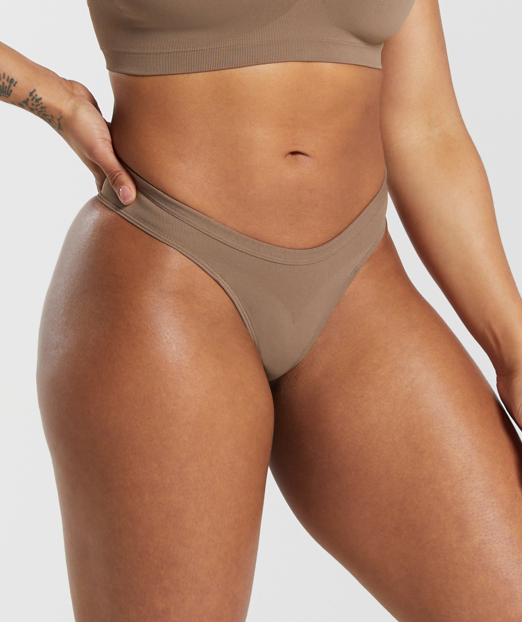 Seamless Dipped Front Thong in Soul Brown - view 3