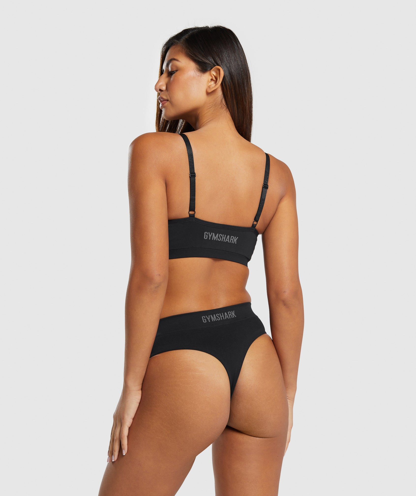 Seamless High Waisted Thong in Black - view 4