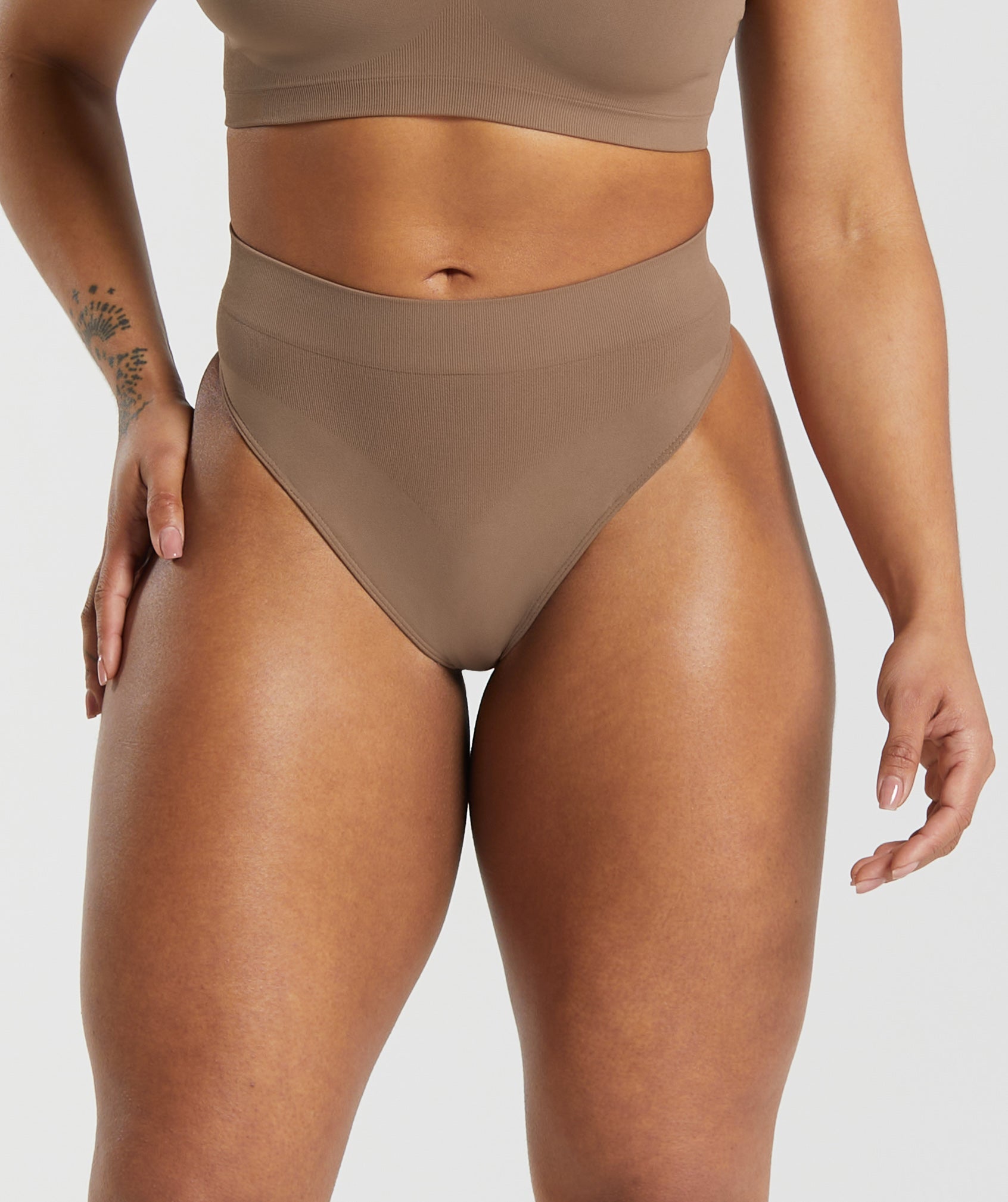 Seamless High Waisted Thong in Soul Brown - view 1