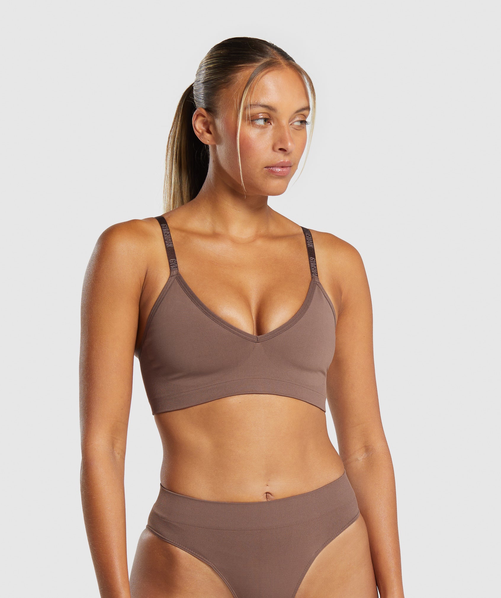 Seamless V Neck Bralette in Soft Brown is out of stock