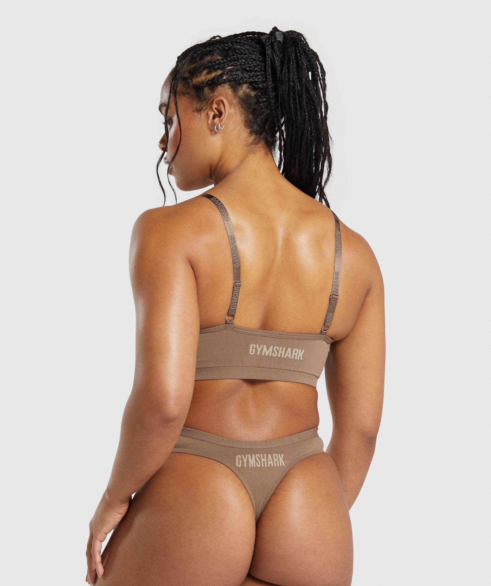 Seamless V Neck Bralette in Soul Brown - view 2