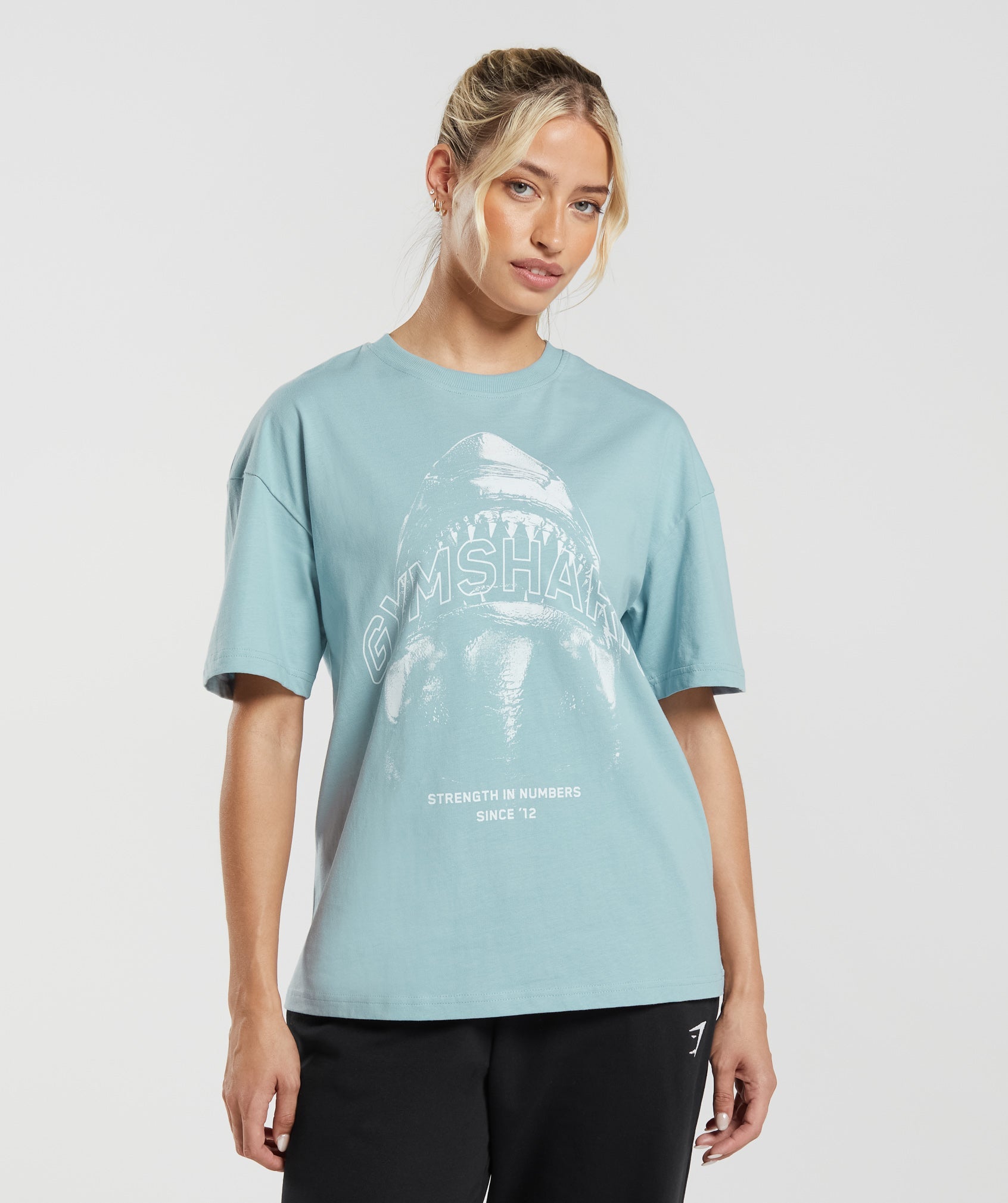 Shark Attack Oversized T-Shirt in Blue - view 1