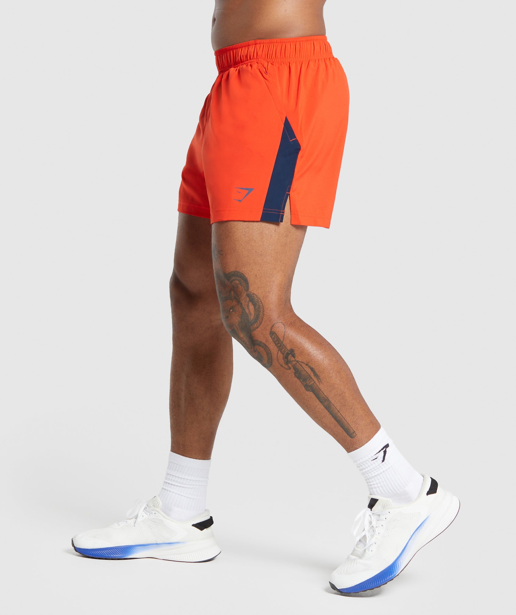 Sport 5" Shorts in Electric Orange/Navy - view 3