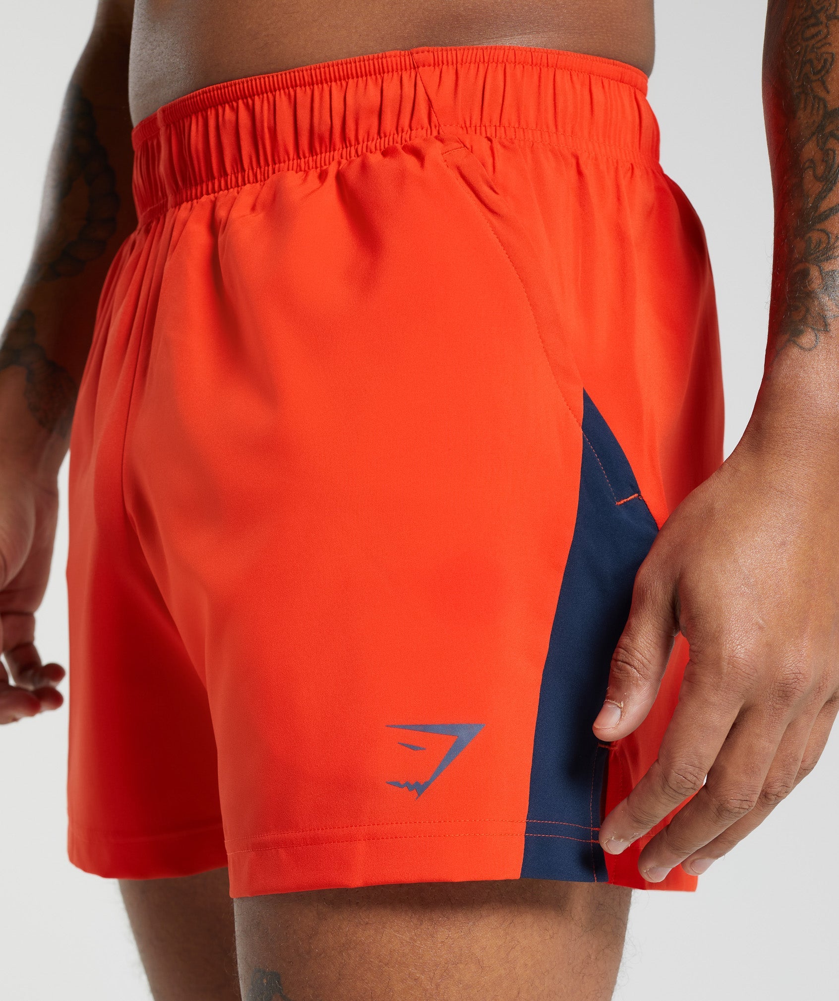 Sport 5" Shorts in Electric Orange/Navy - view 5