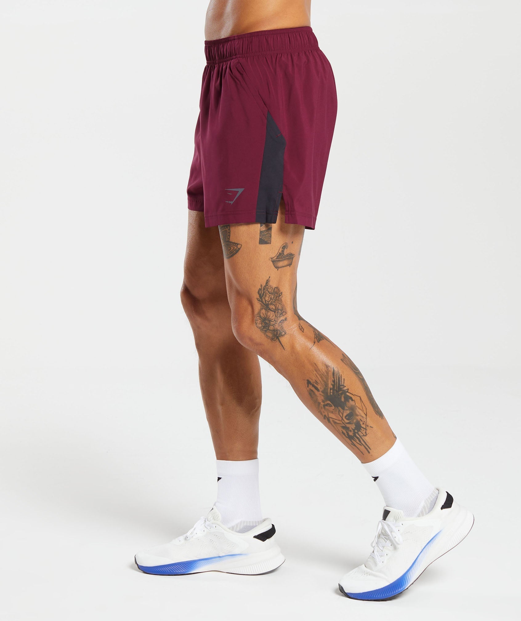 Sport 5" Shorts in Plum Pink/Black - view 3