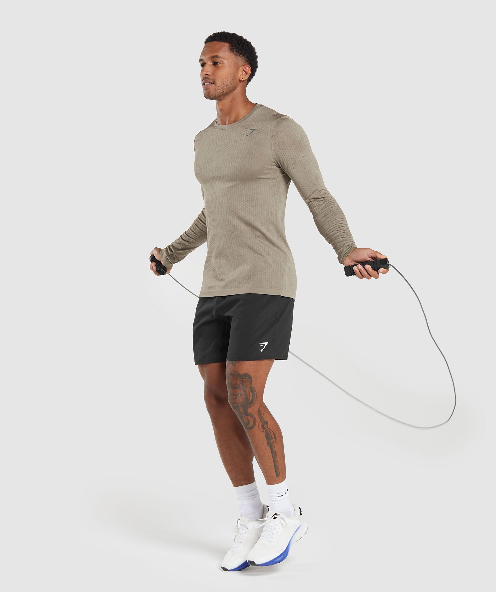 Gymshark Sport Seamless Long Sleeve T-Shirt - Linen Brown/Camo