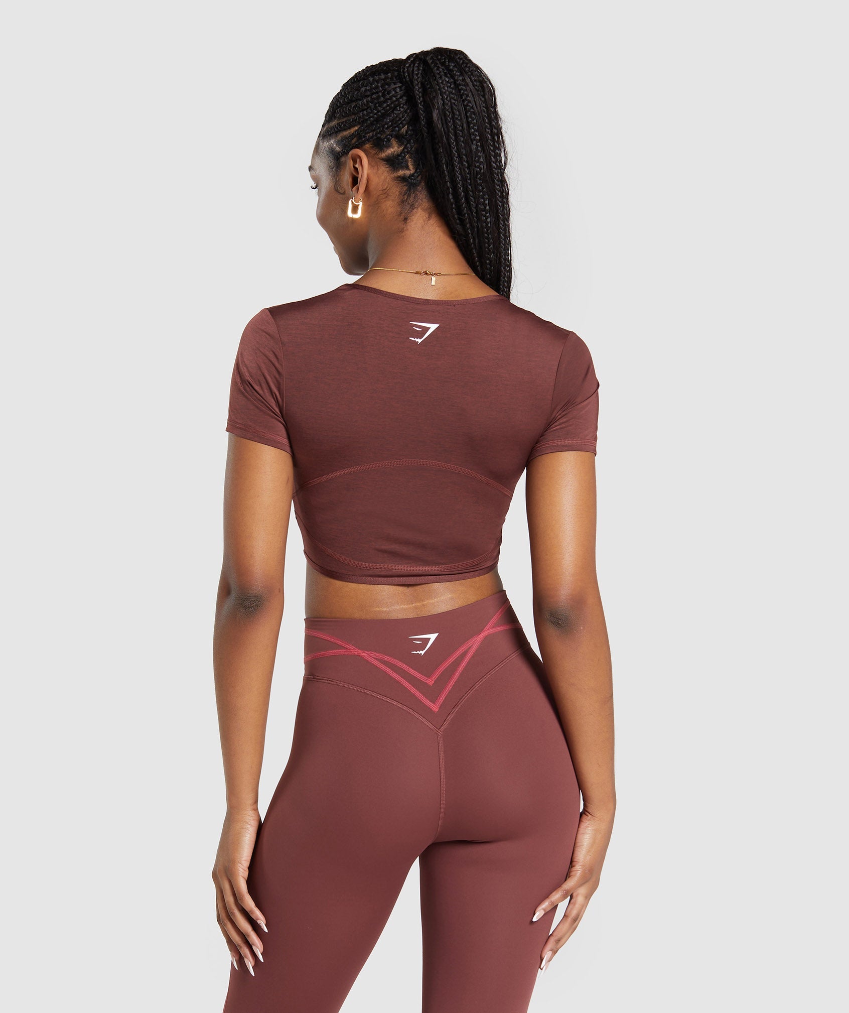 Gymshark Stitch Feature Leggings - Burgundy Brown