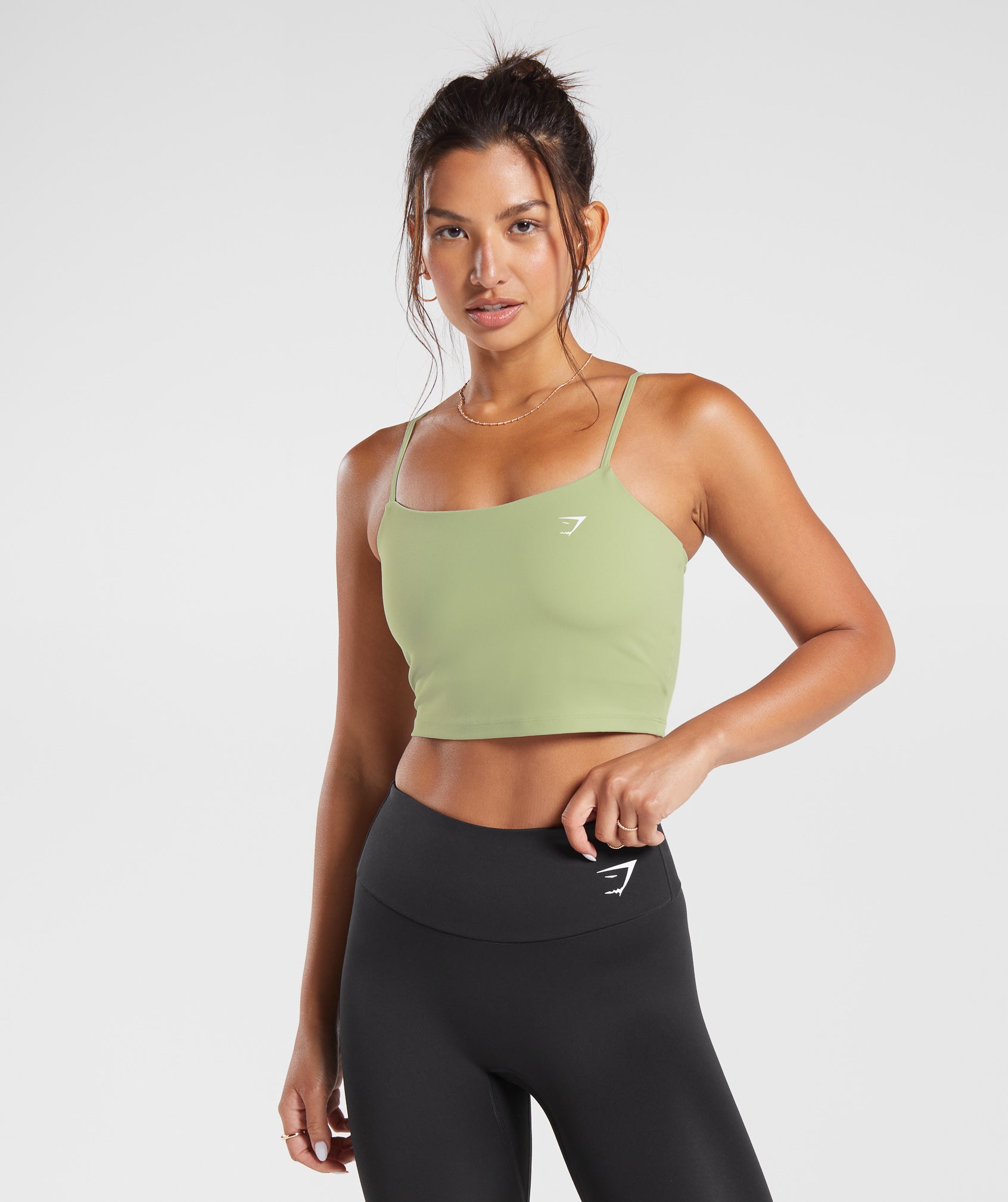 Strappy Crop Cami Tank in Light Sage Green - view 1