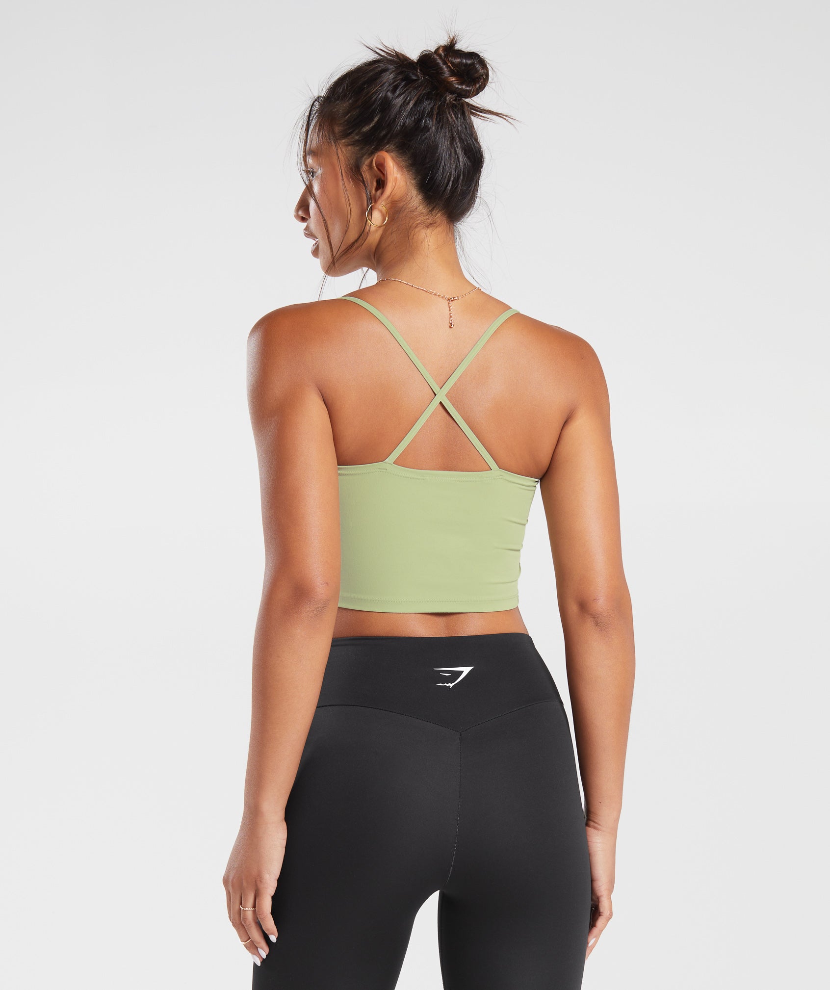 Strappy Crop Cami Tank in Light Sage Green - view 2