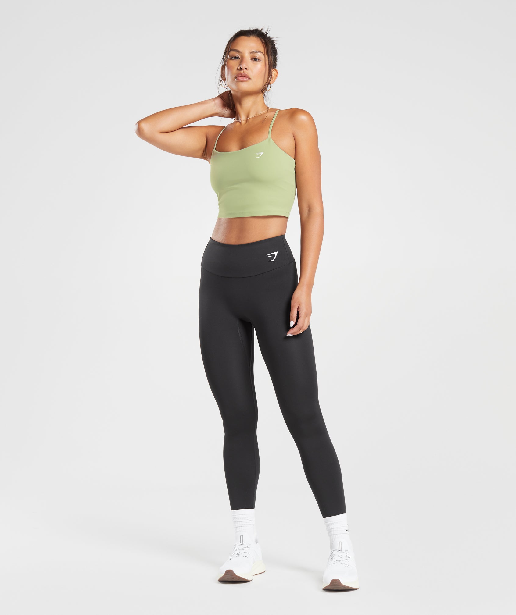 Strappy Crop Cami Tank in Light Sage Green - view 4