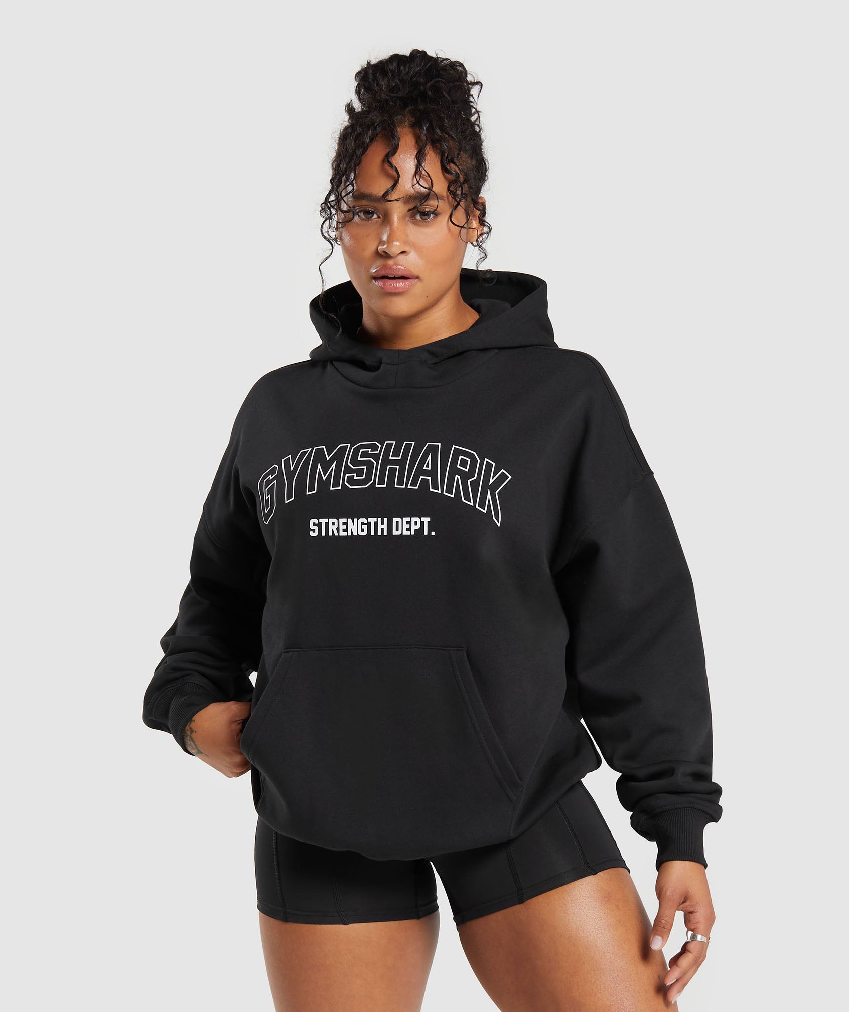 Strength Department Graphic Hoodie in Black - view 1