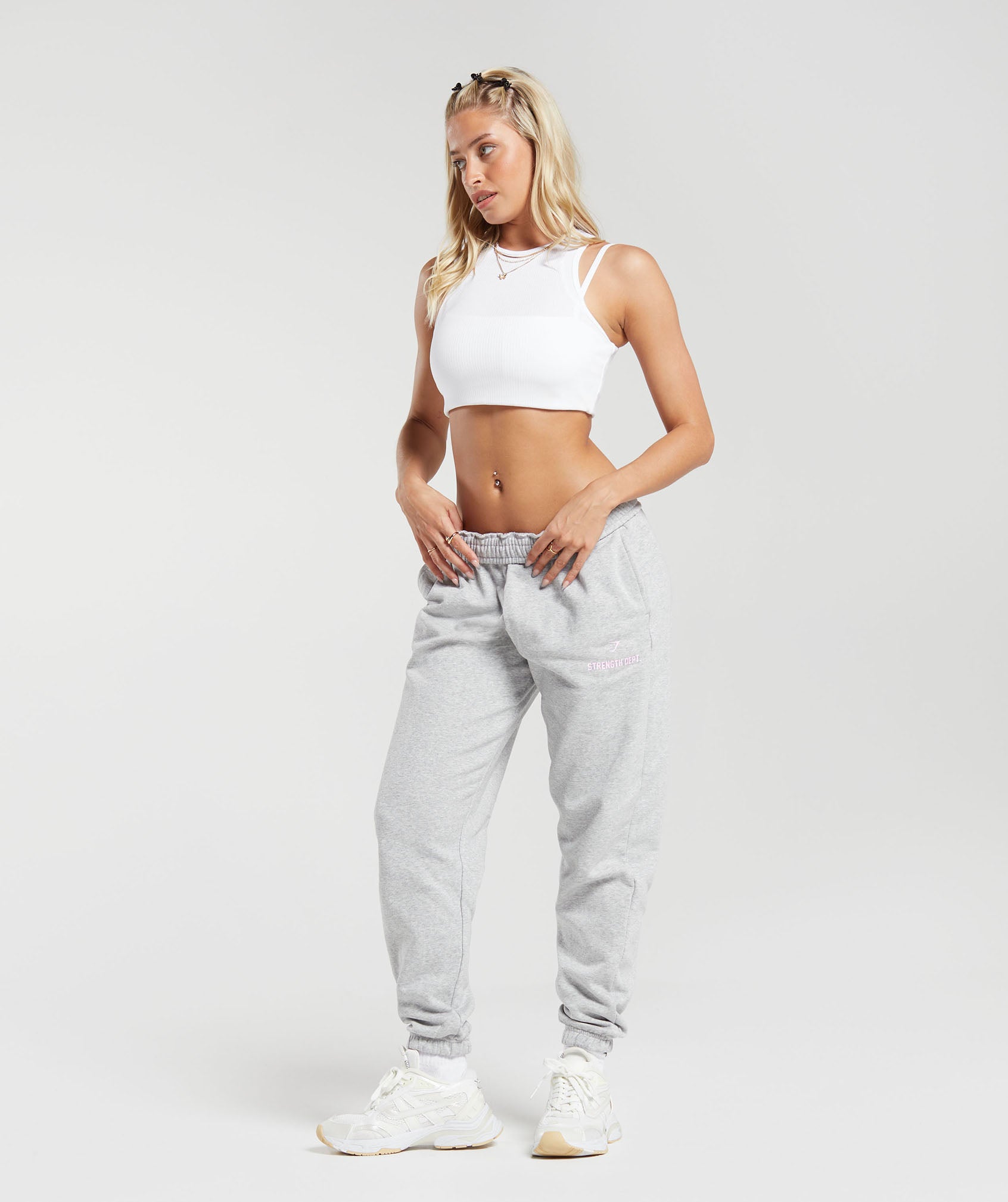 Gymshark Strength Department Graphic Joggers - Light Grey Core Marl ...