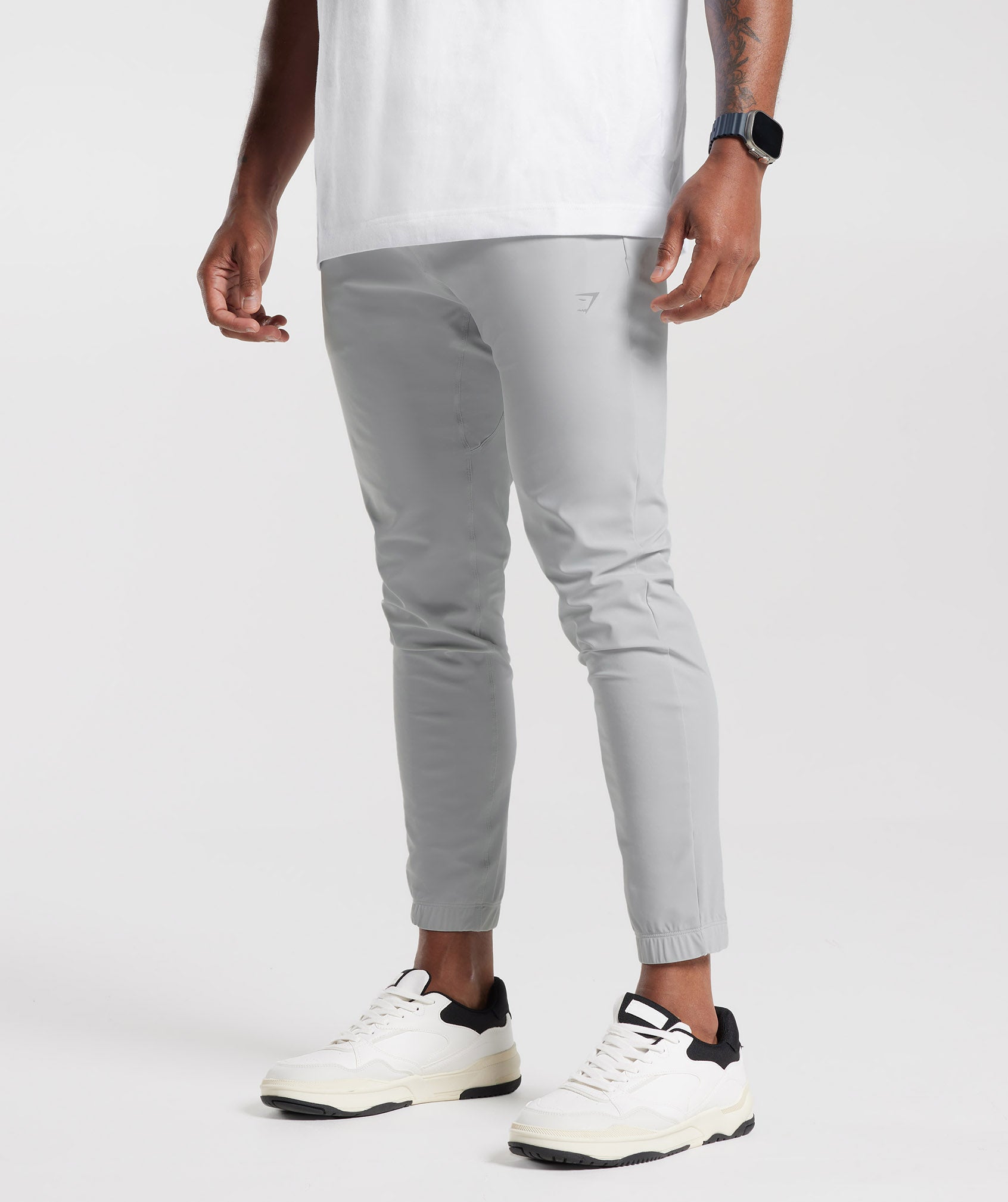 Gymshark Men's Crest Joggers Sweatpants in Light Grey Slim Fit Size XL