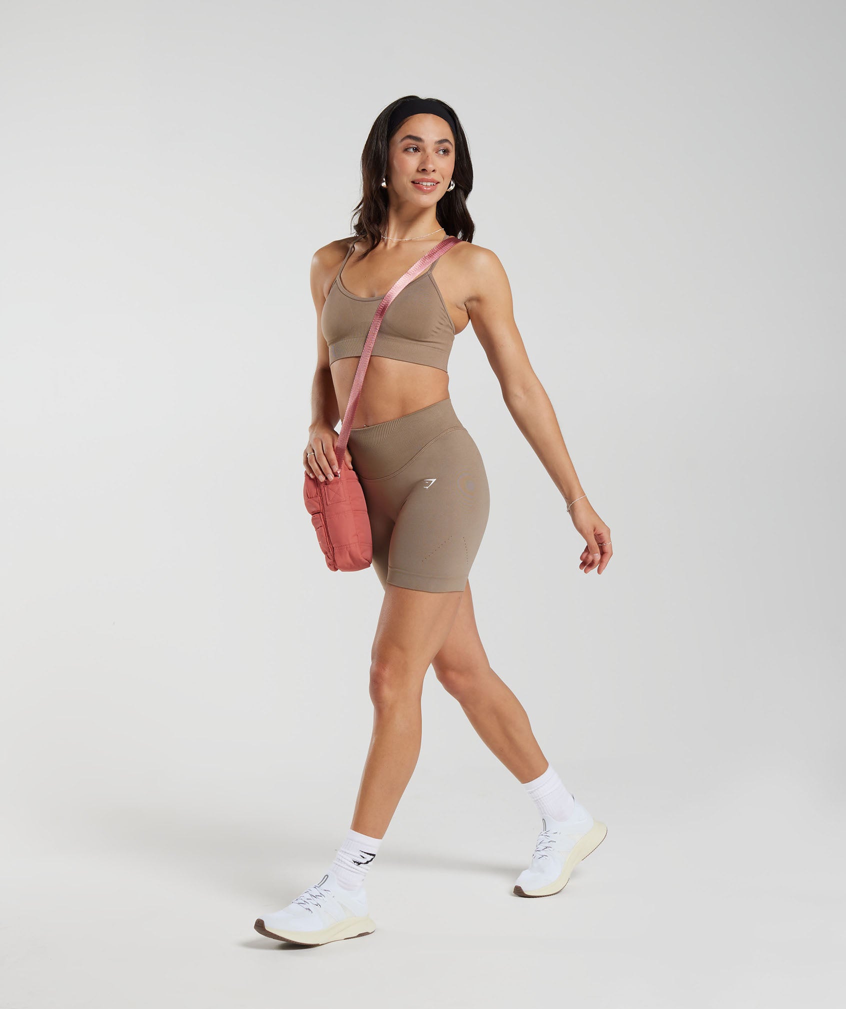 Sweat Seamless Sports Bra in Fossil Brown - view 4