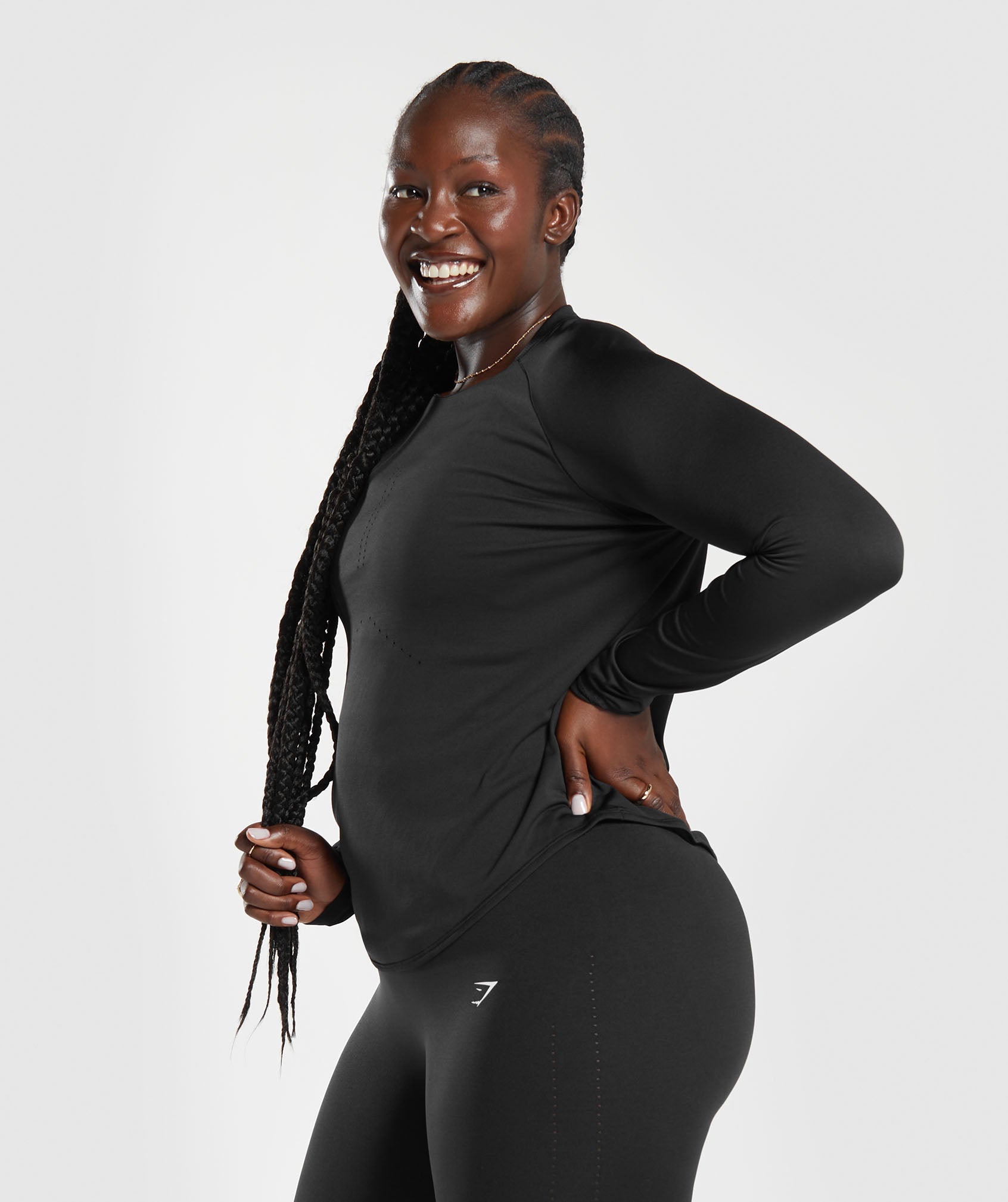 Sweat Seamless Long Sleeve Top in Black - view 8