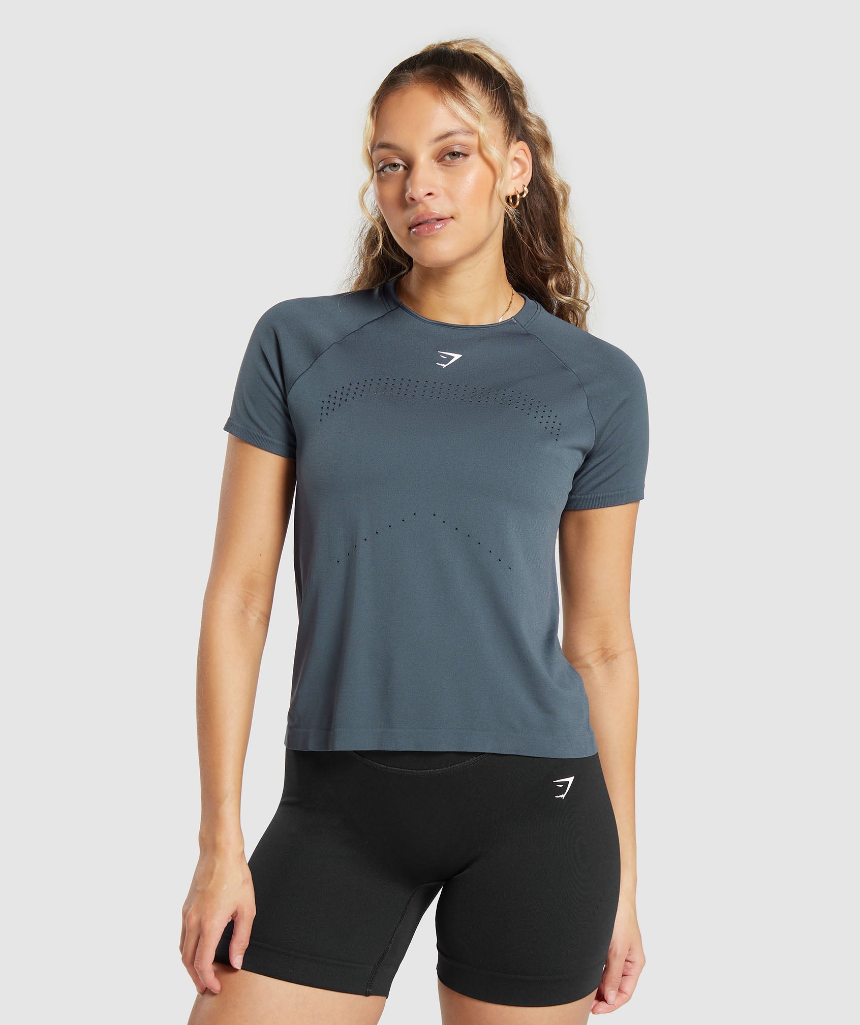 Gymshark Sweat Seamless T-Shirt - Titanium Blue | Gymshark