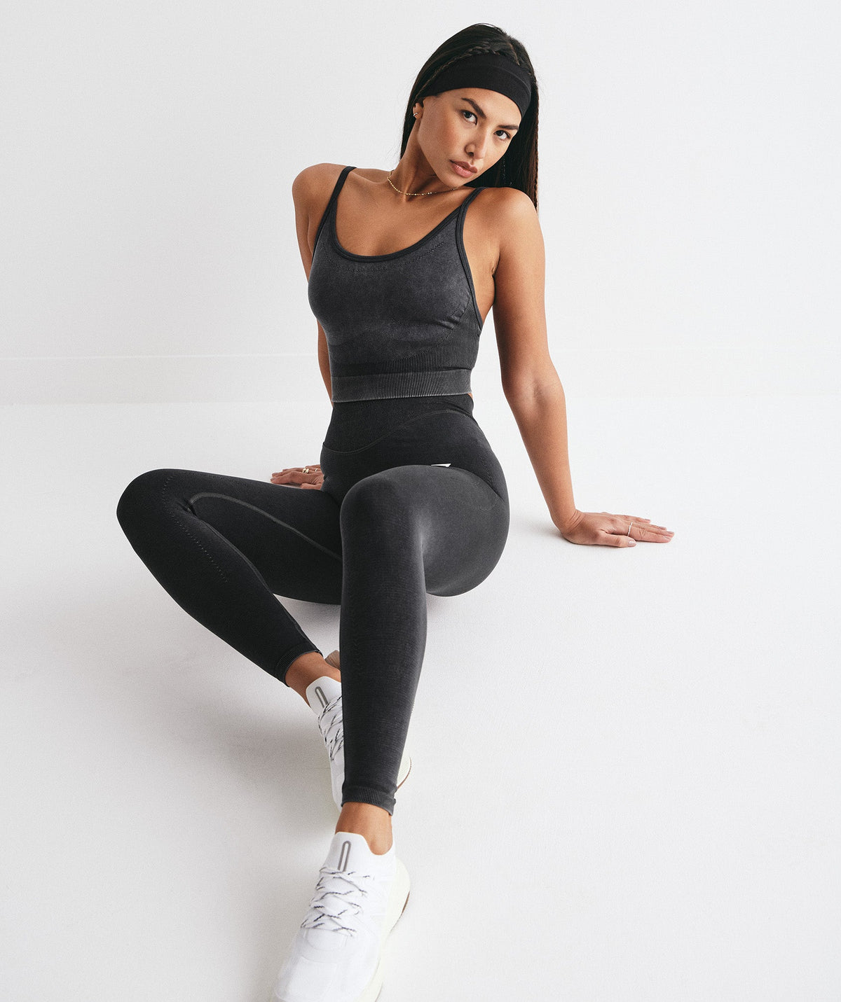 Gymshark Sweat Seamless Washed Midi Tank - Black | Gymshark