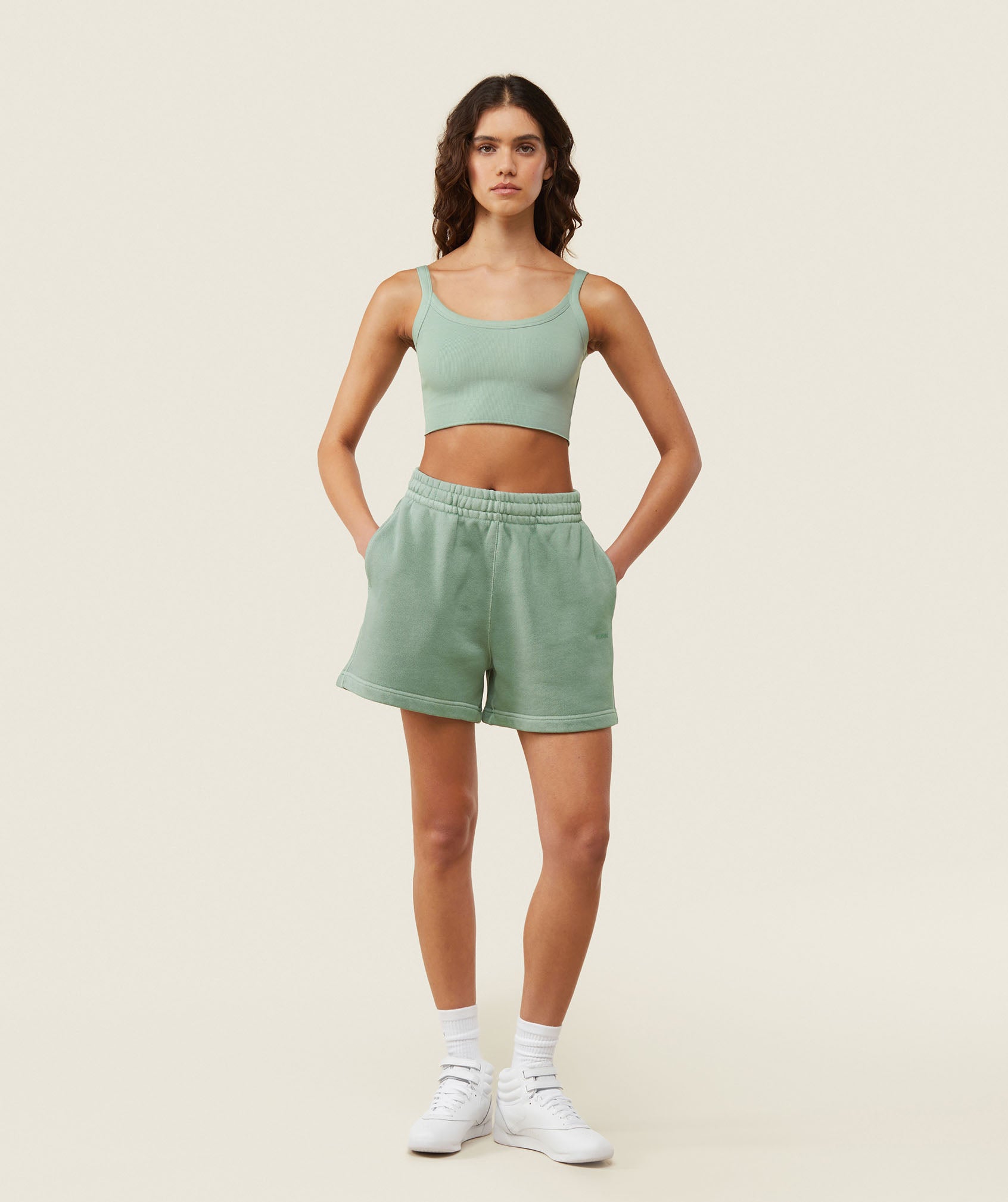everywear Relaxed Sweat Shorts in Dollar Green - view 2