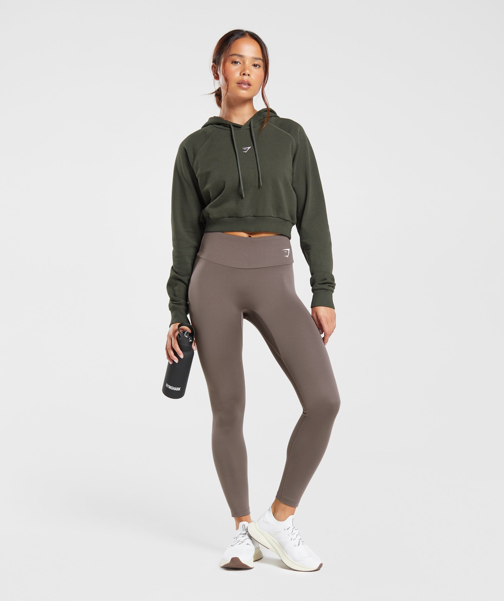 Training Crop Hoodie in Deep Olive Green - view 4