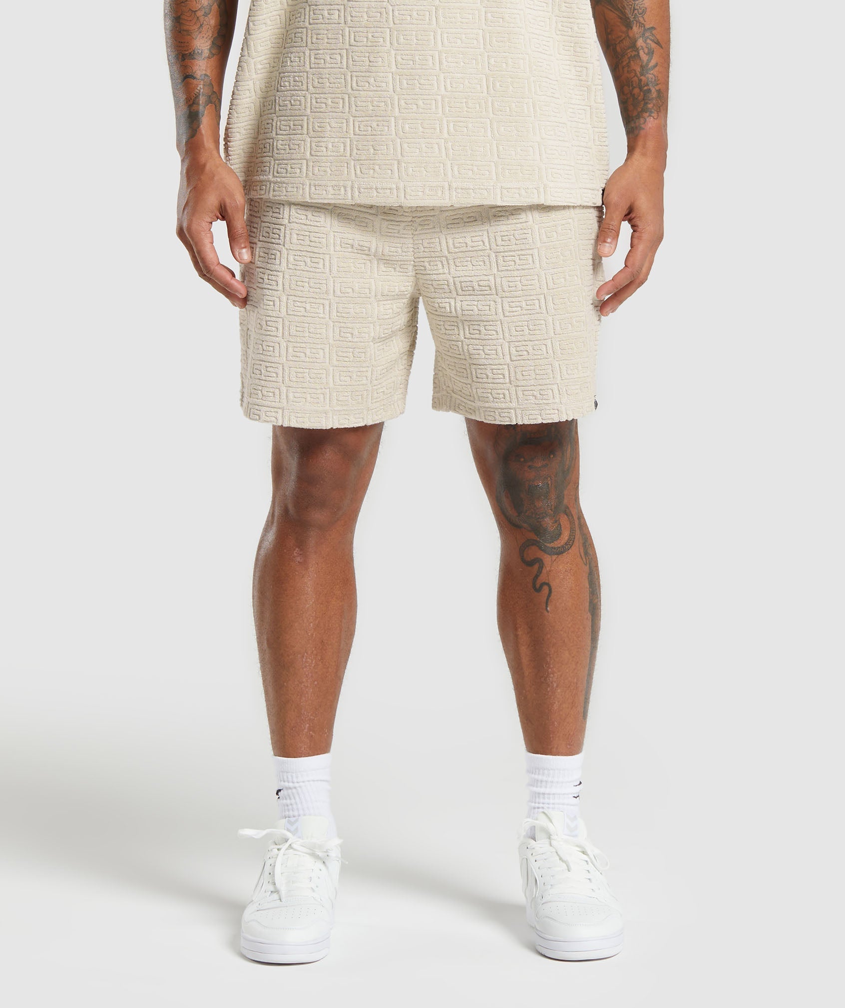 Towelling 7" Shorts en Pebble Grey