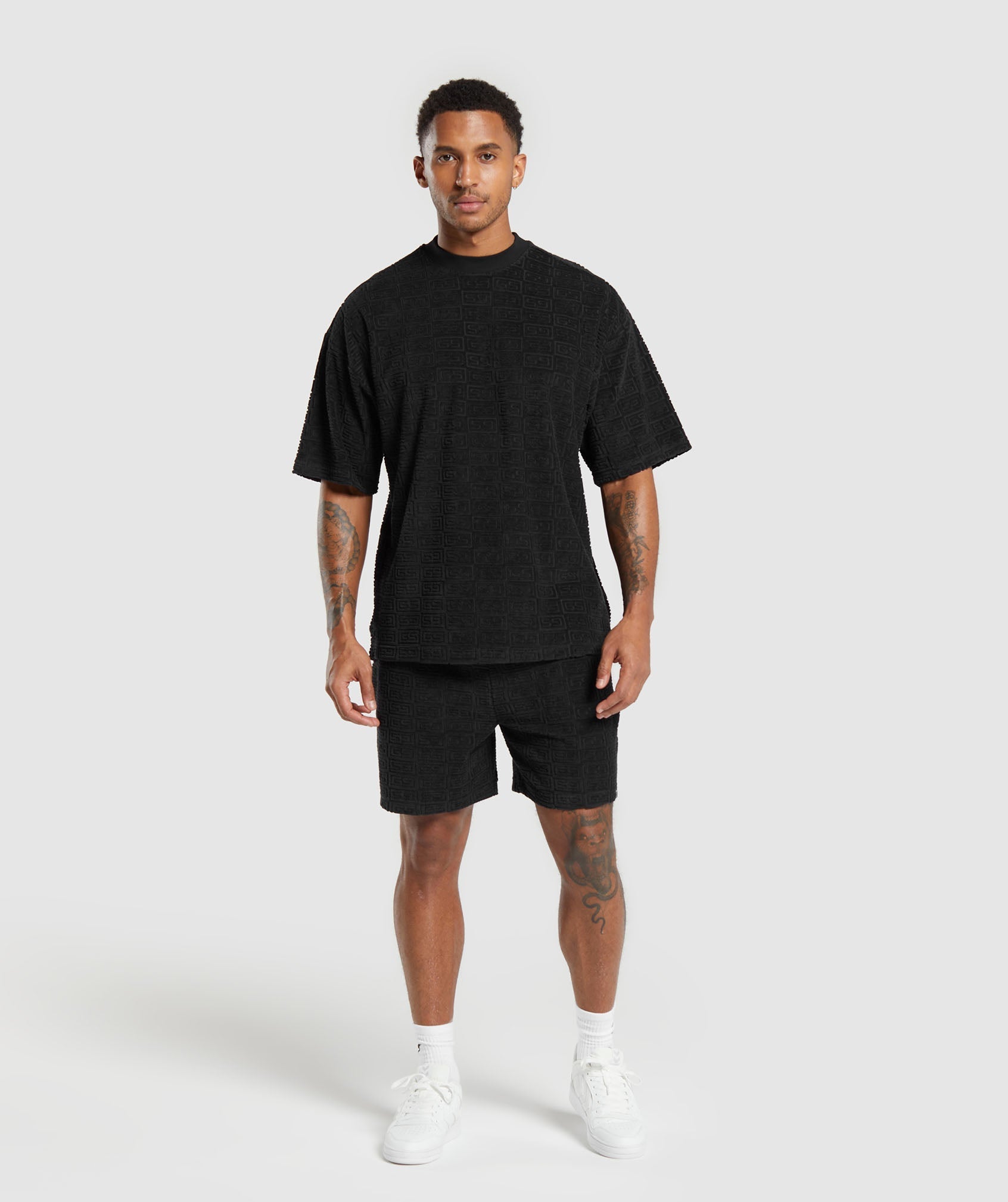 Towelling T-Shirt in Black - view 5
