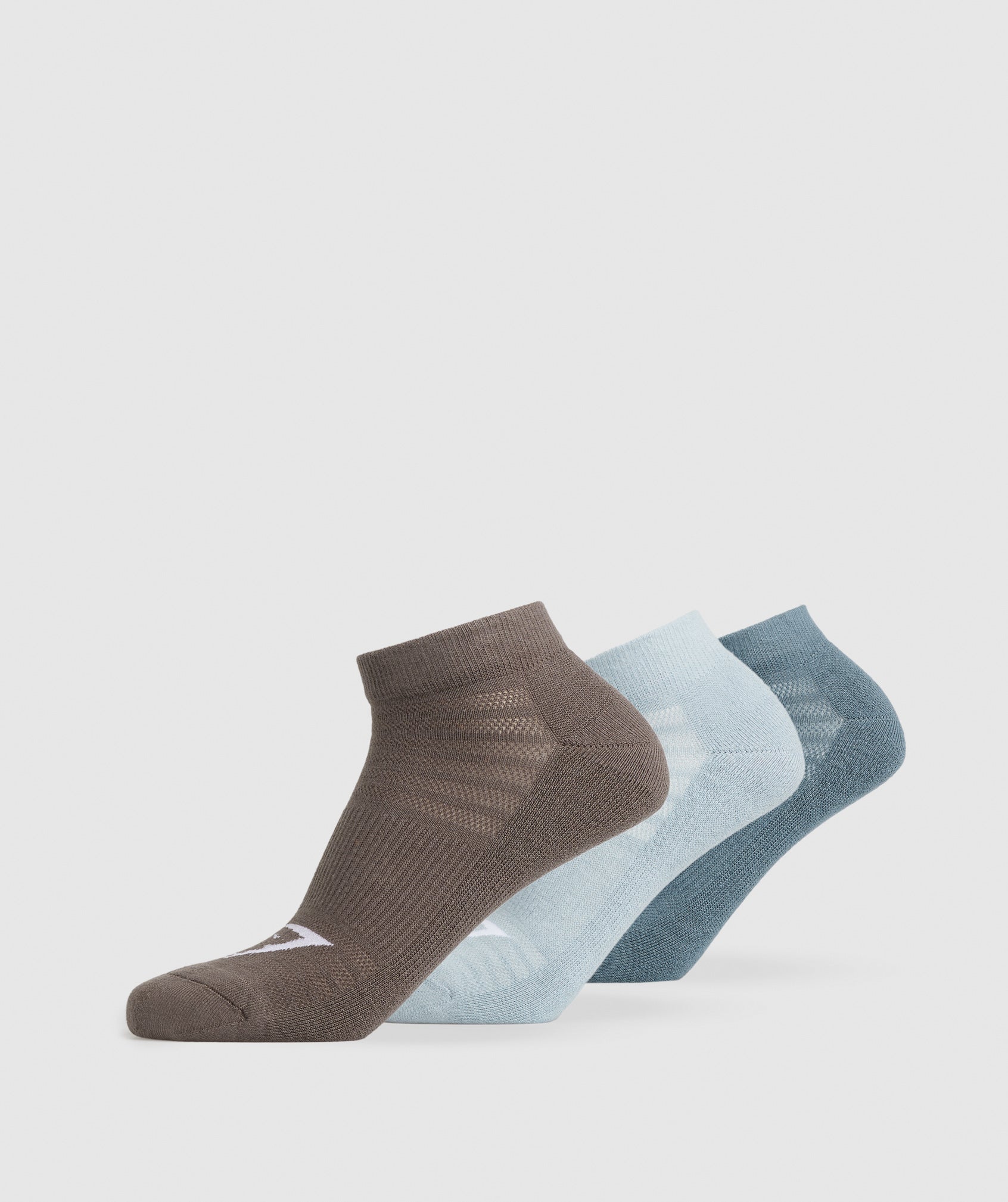Ankle Socks 3pk in Denim Teal/Salt Blue/Camo Brown