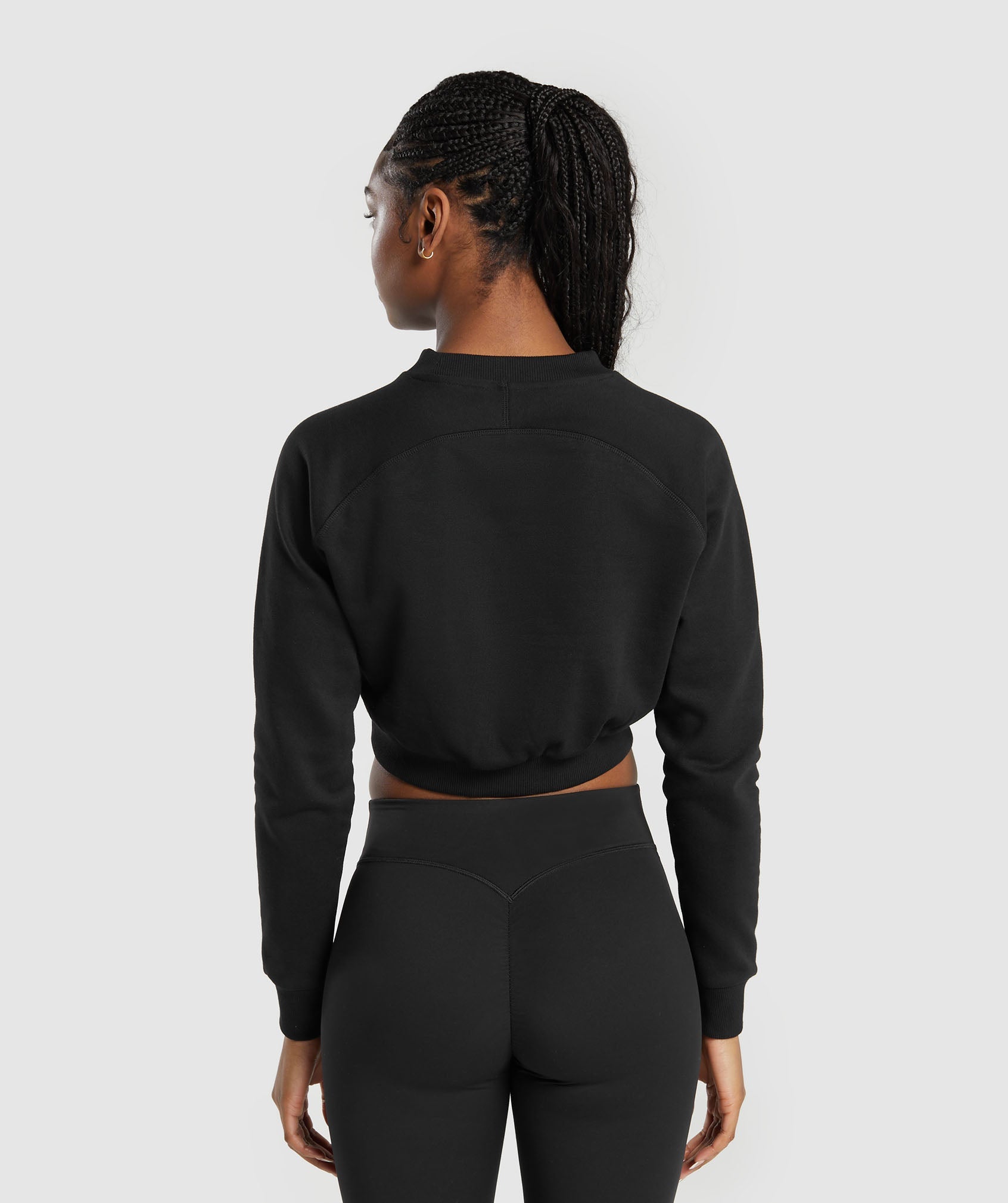 Gymshark Rest Day Sweats Cropped Pullover - Black Core Marl