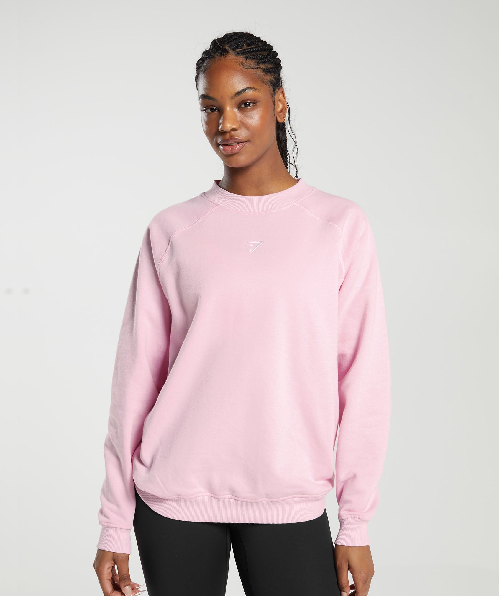 Training Oversized Fleece Sweatshirt in Dolly Pink - view 1