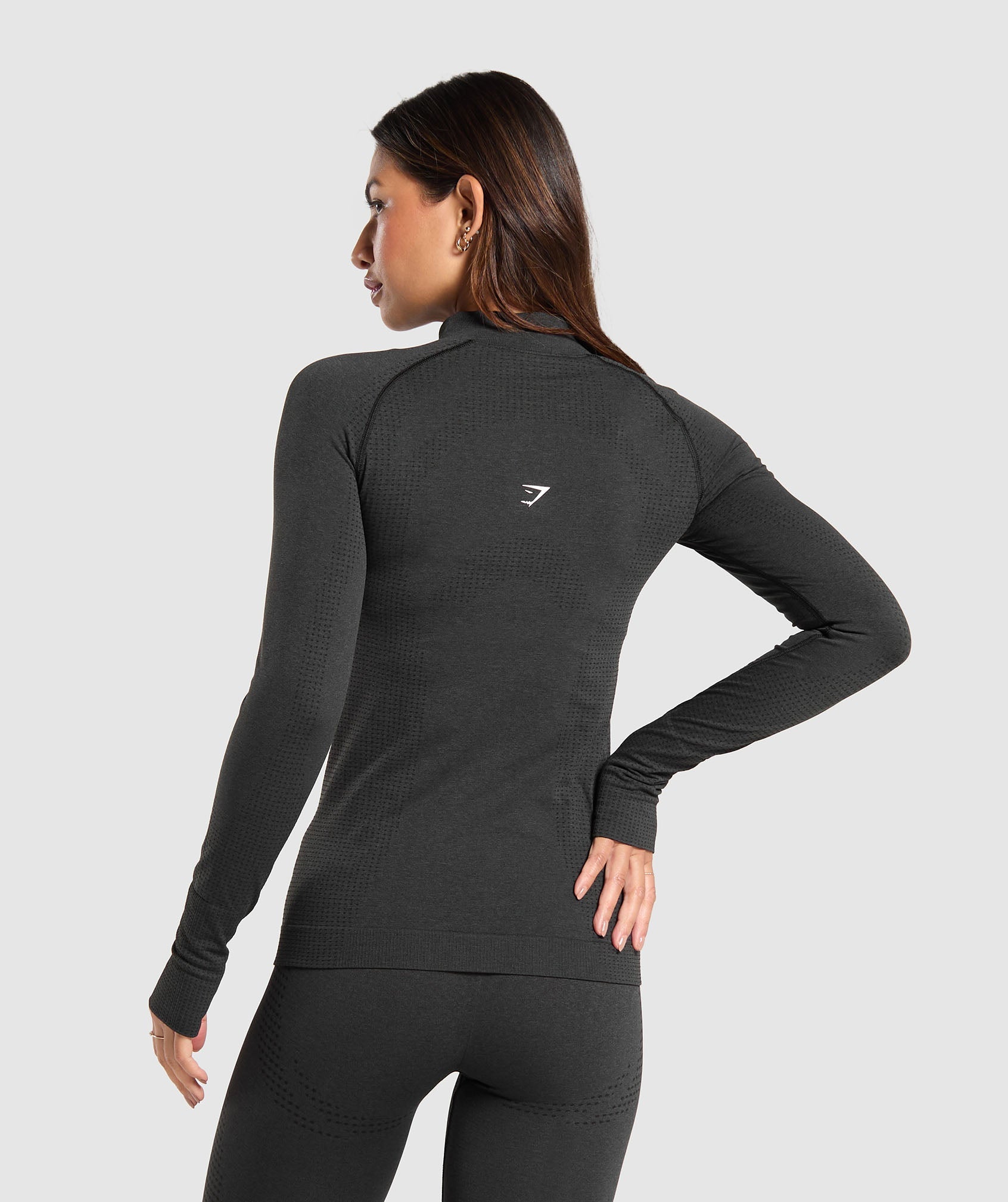 Gymshark Vital Seamless 1/2 Zip Pullover - Black Marl | Gymshark