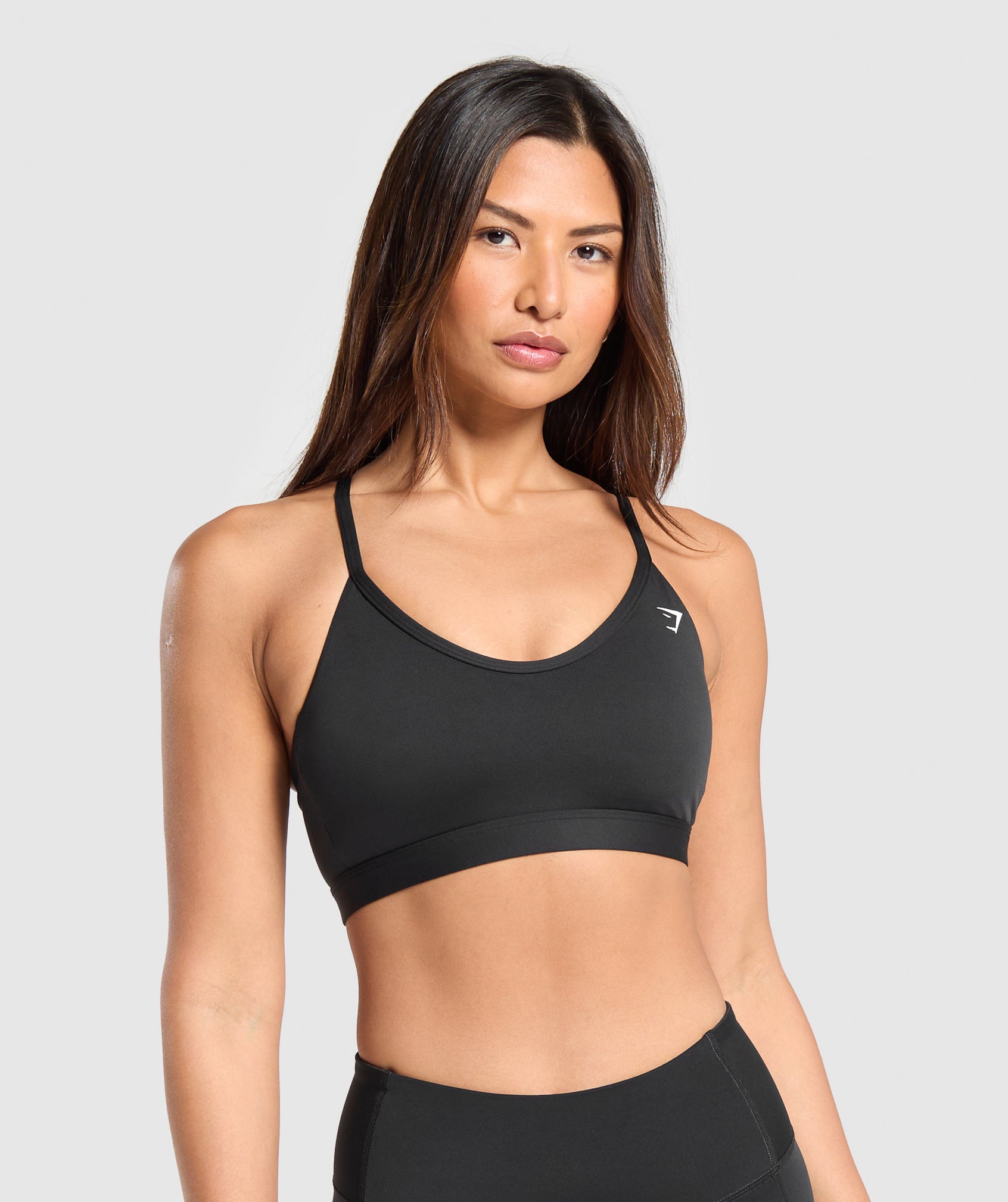 V Neck Sports Bra in Black - view 1