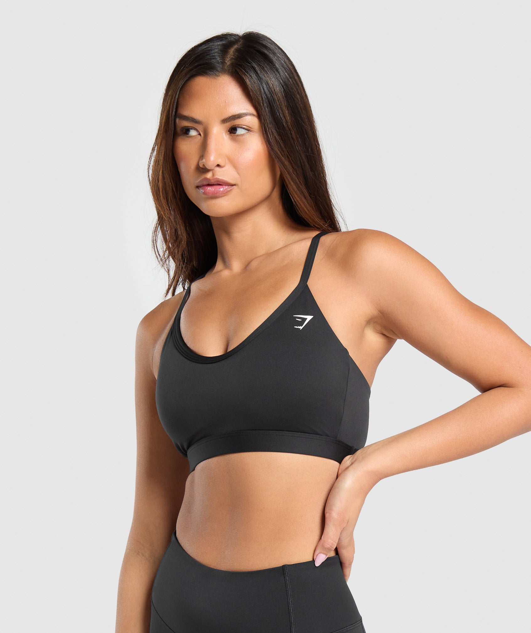 V Neck Sports Bra in Black - view 3