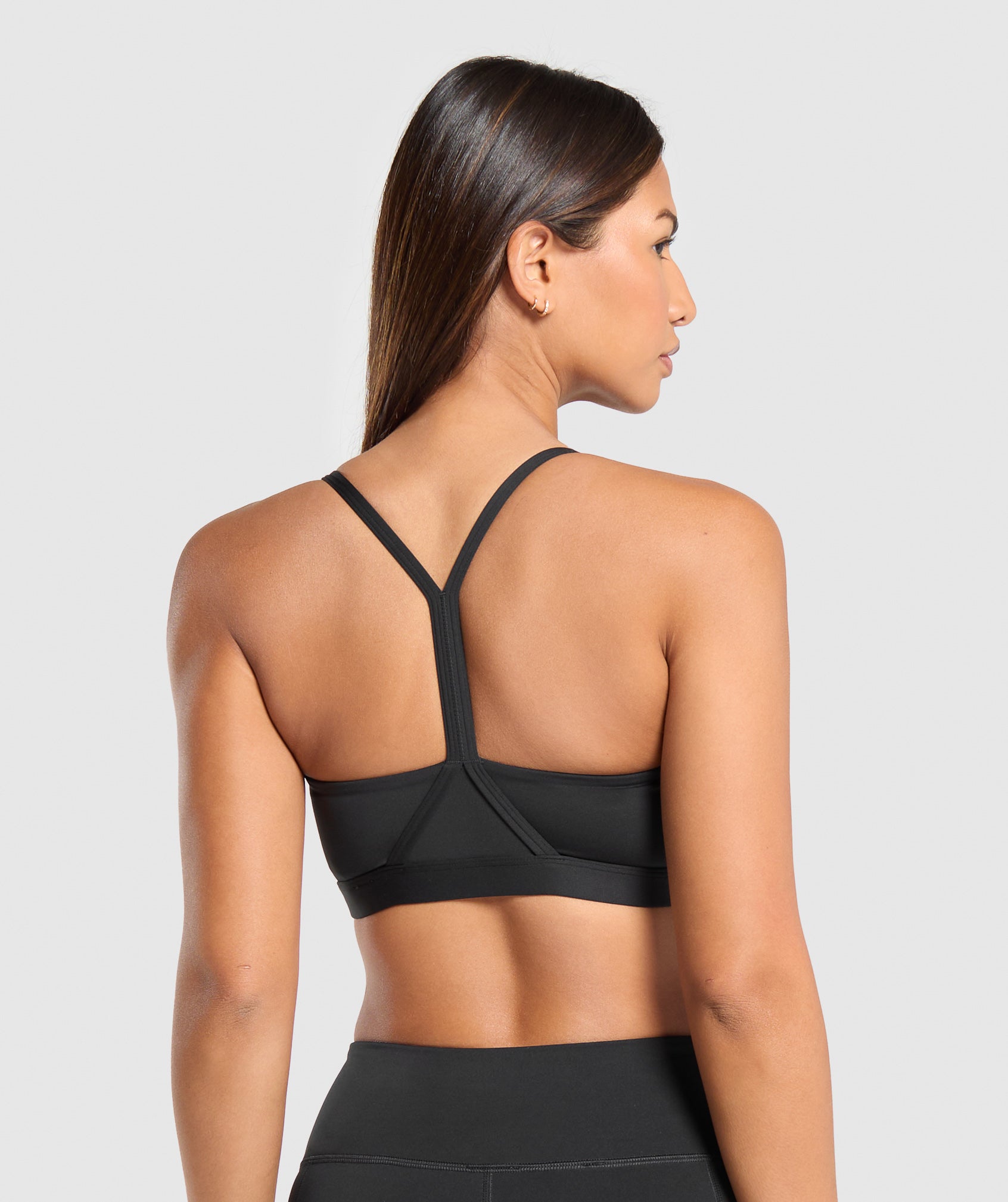 V Neck Sports Bra in Black - view 2