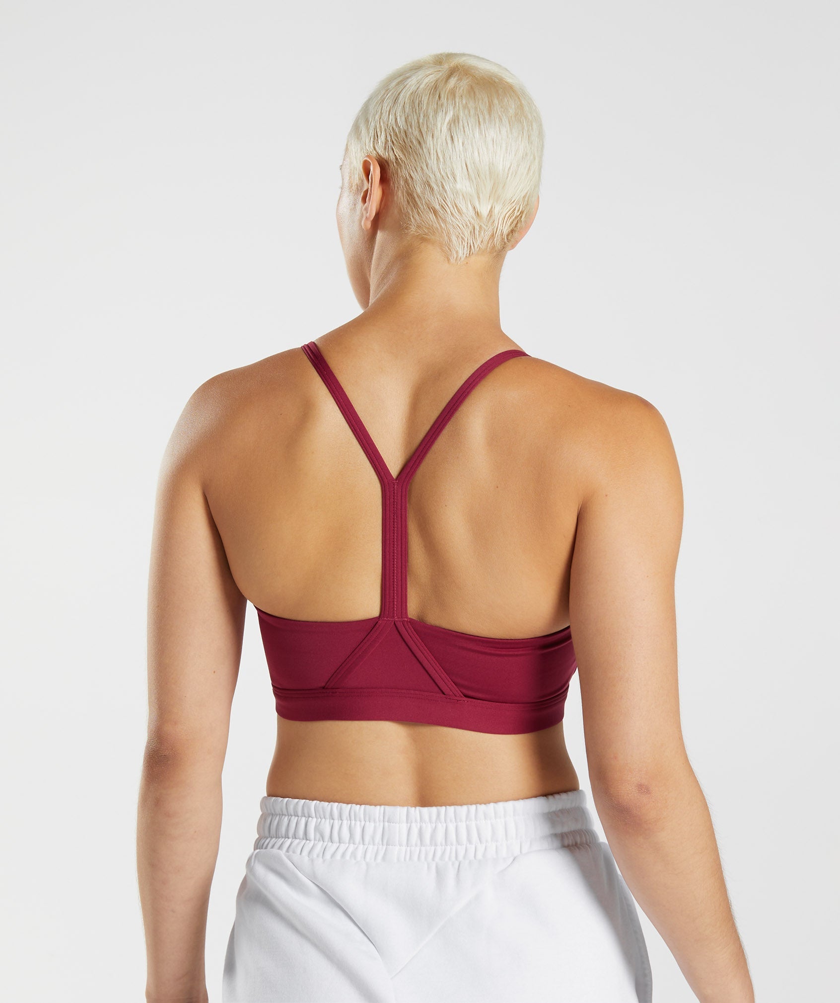 V Neck Sports Bra in Currant Pink - view 2
