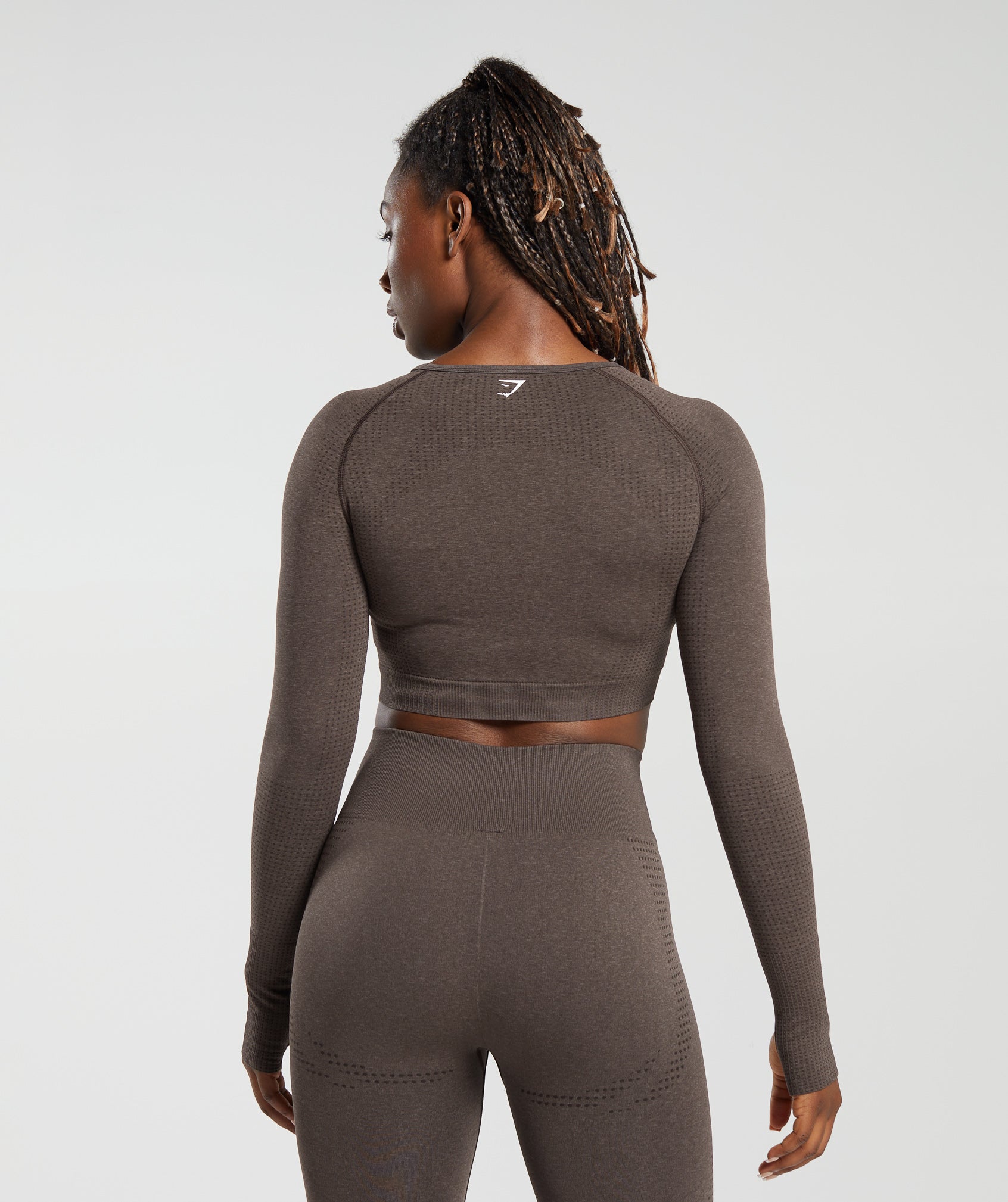 Gymshark Adapt Fleck Seamless Long Sleeve Crop Top - Mineral, Black