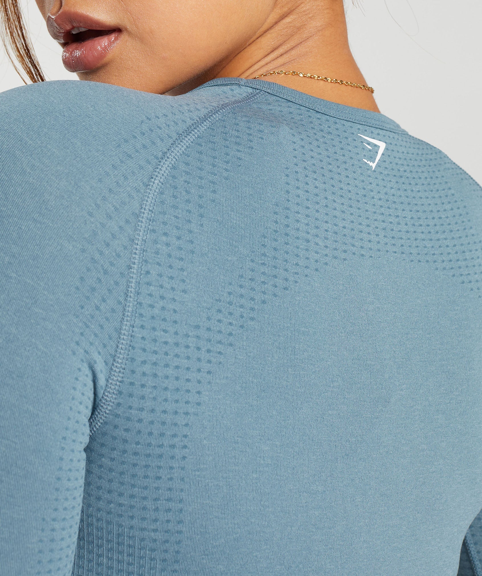 Vital Seamless 2.0 Crop Top in Faded Blue Marl - view 6
