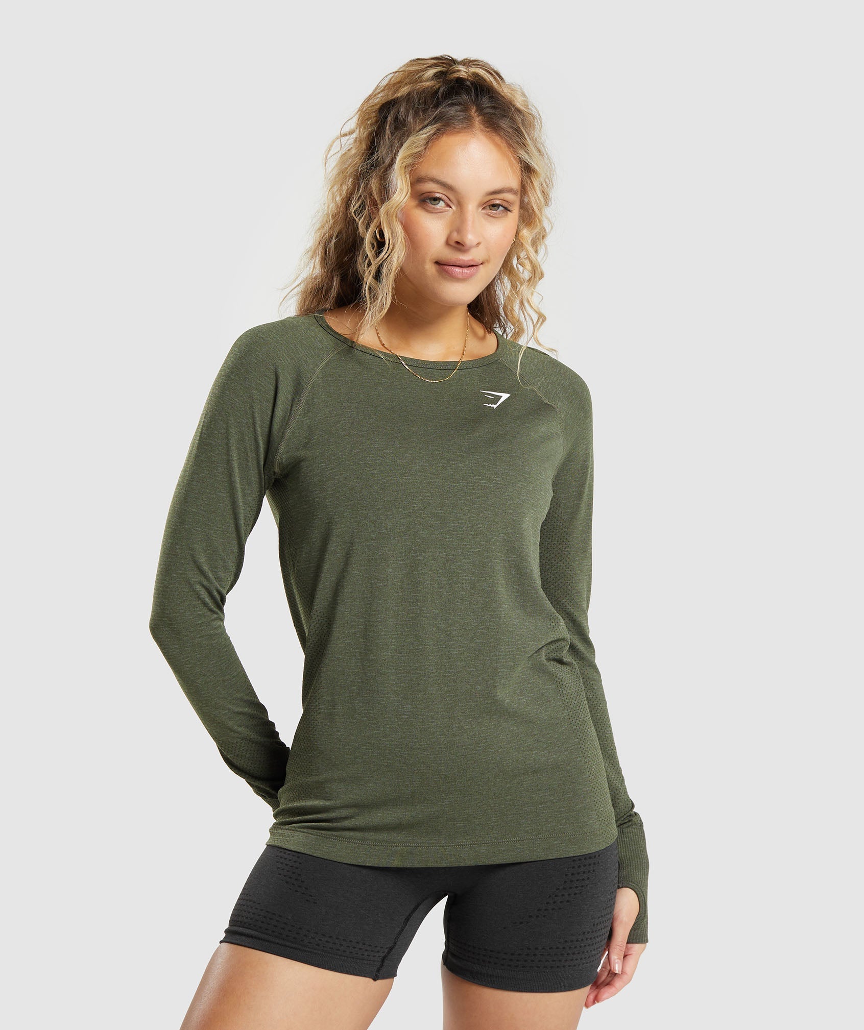 Vital Seamless 2.0 Light Long Sleeve Top en Base Green Marl