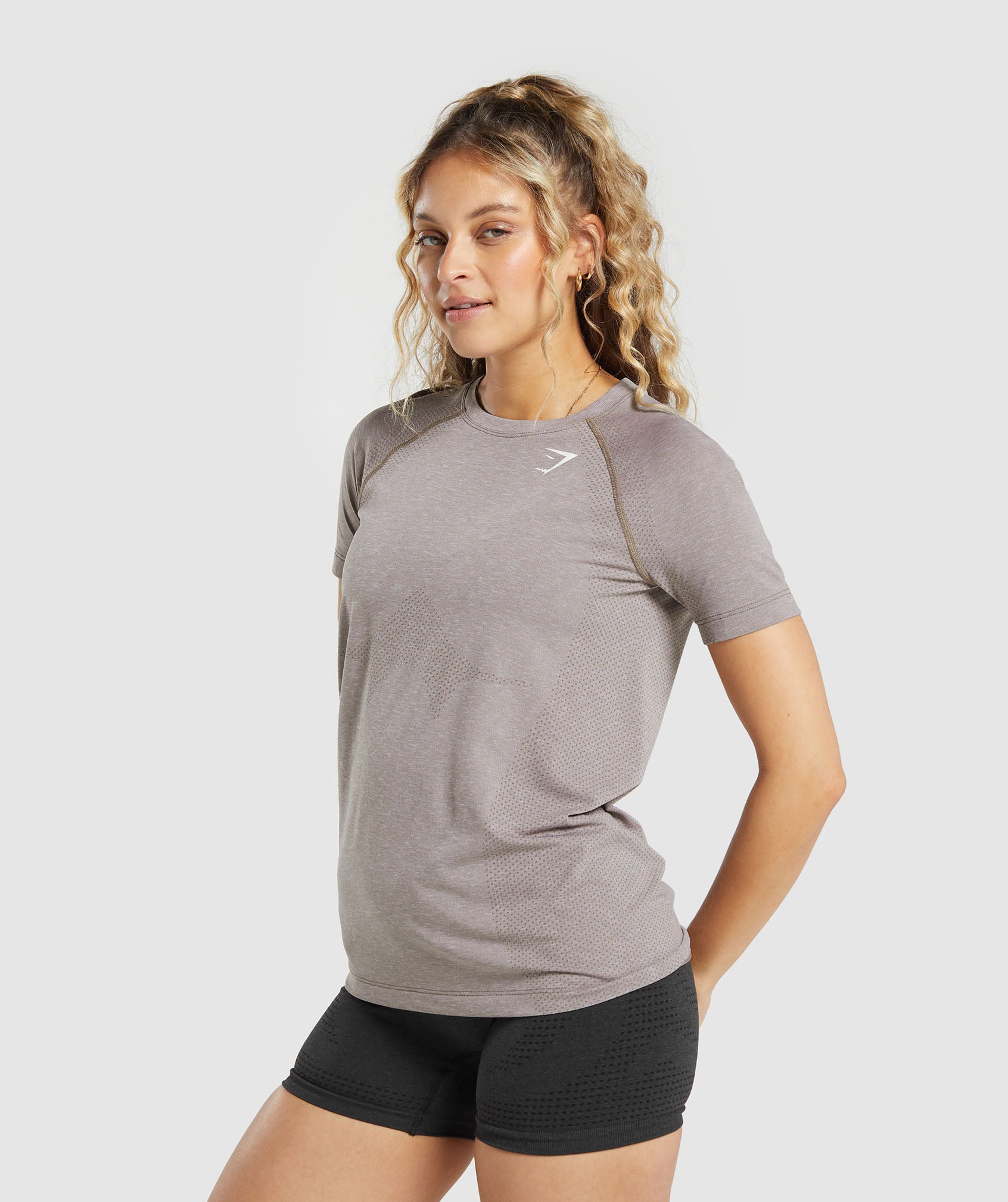 Vital Seamless 2.0 Light T-Shirt in Warm Taupe Marl - view 3