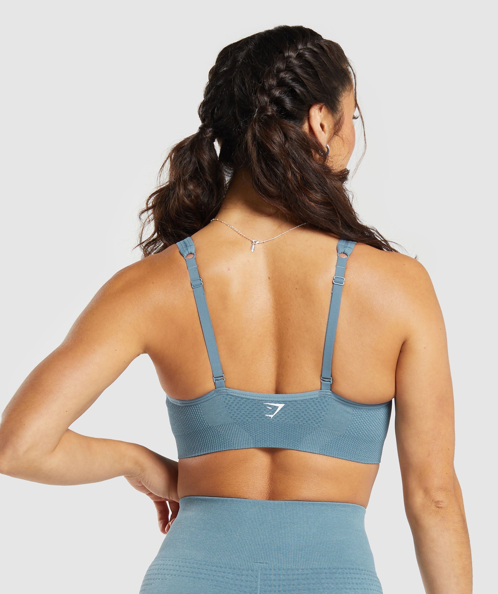 Gymshark Vital Seamless V Neck Sports Bra - Faded Blue Marl