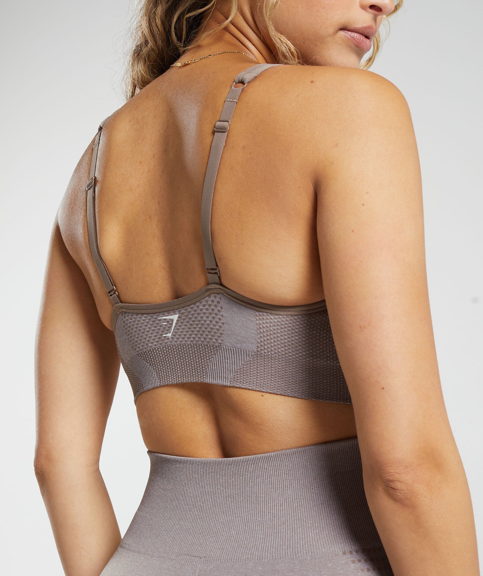 Vital Seamless V Neck Sports Bra in Warm Taupe Marl - view 6