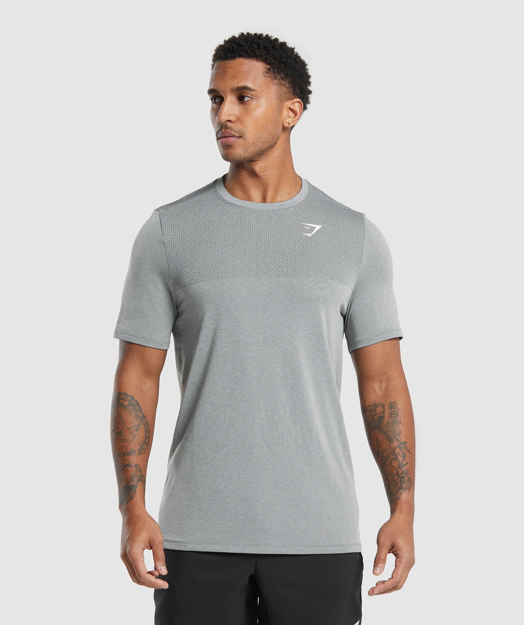 Gymshark Vital Seamless T-Shirt - Light Grey/Black Marl | Gymshark