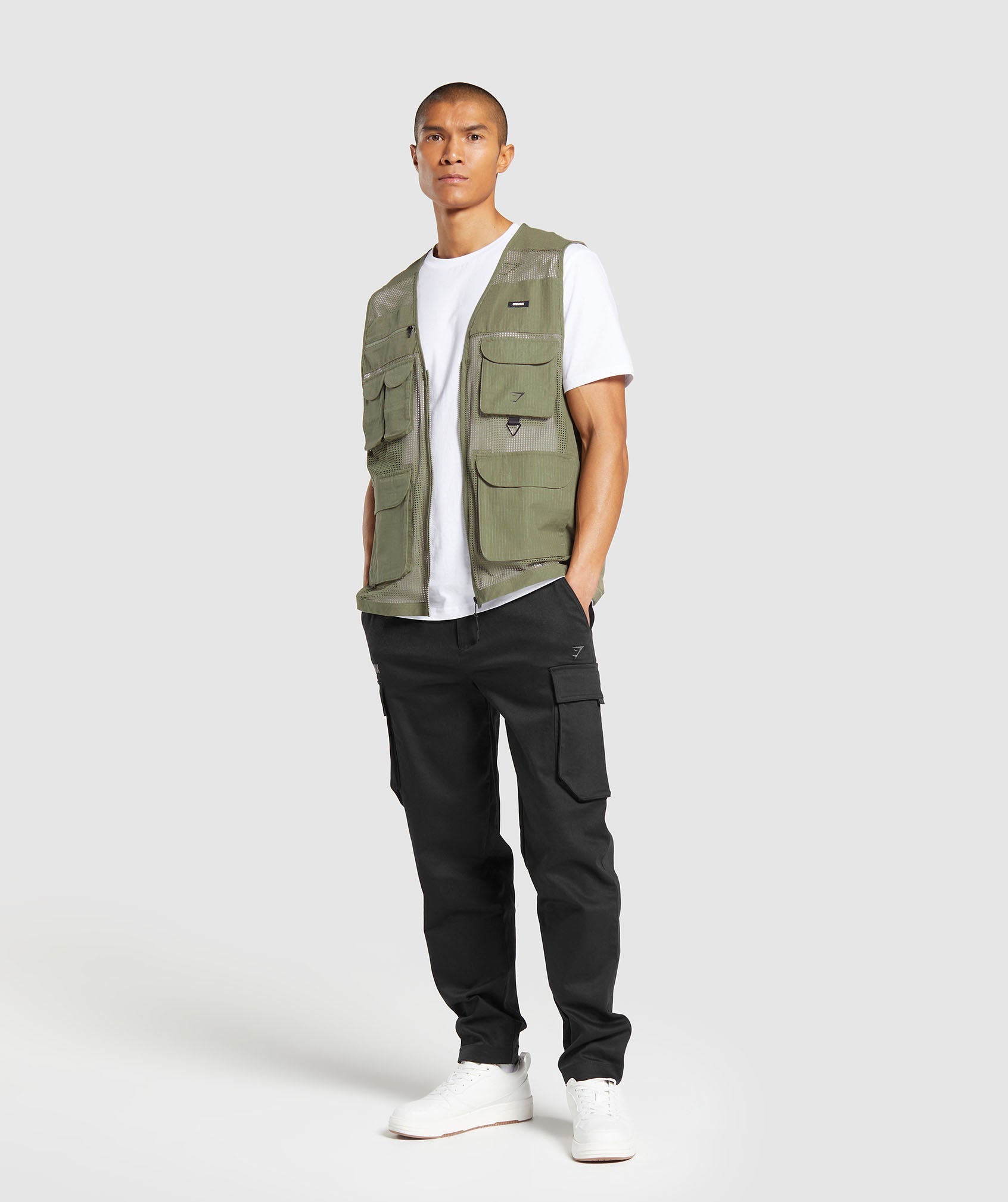 Woven Vest in Utility Green - view 4