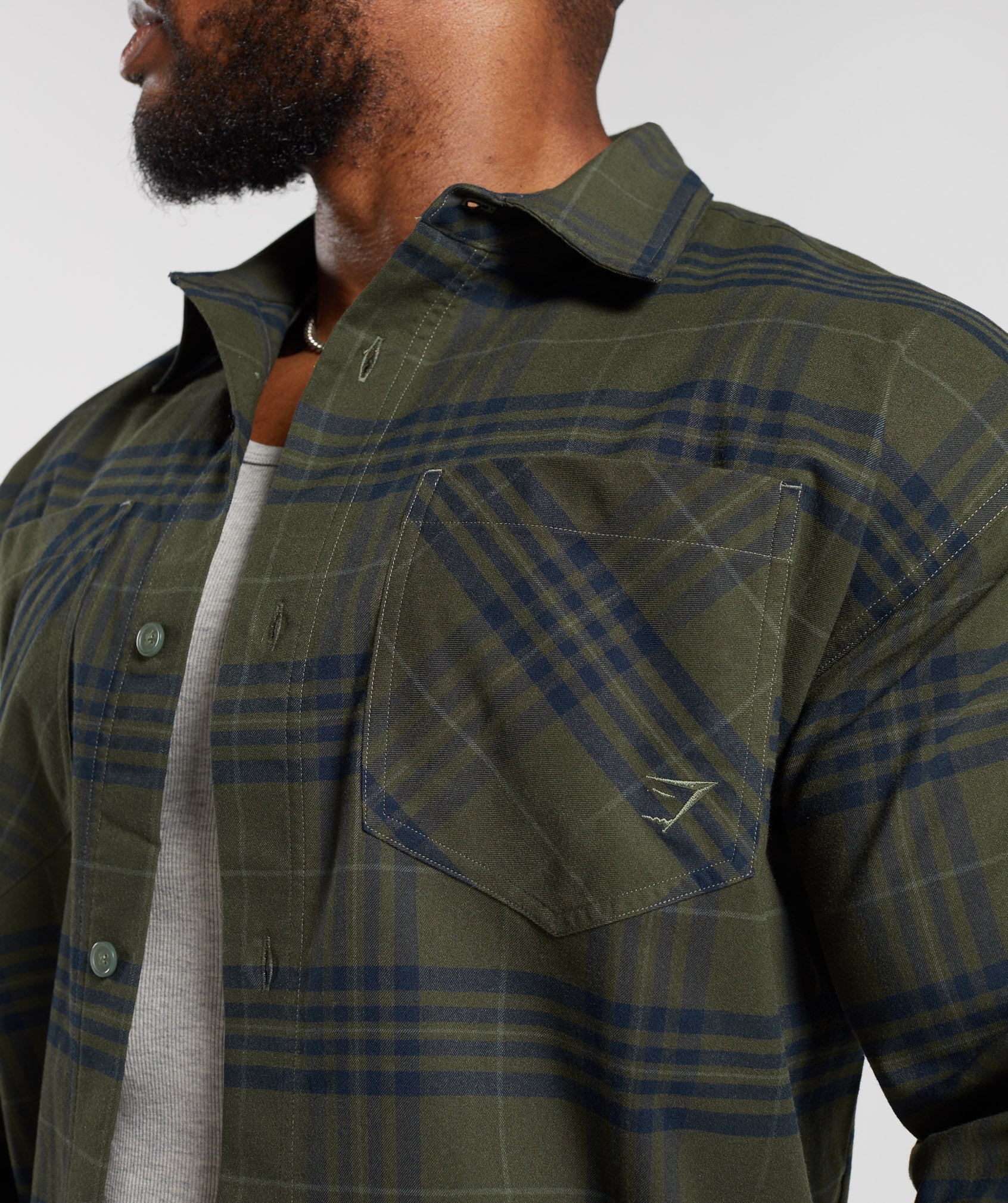 Check Shirt in Core Olive - view 5