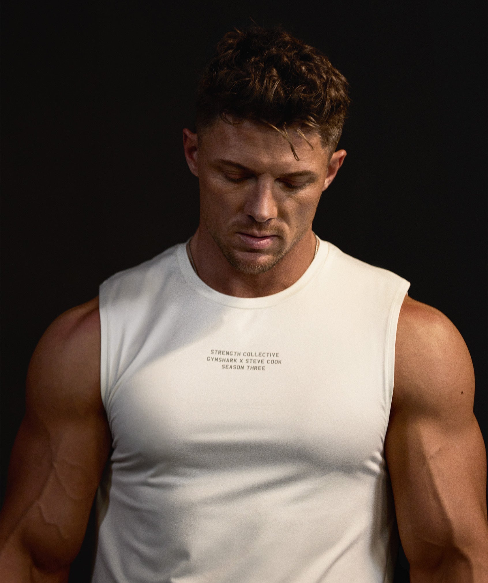Gymshark//Steve Cook Tank in Off White - view 1