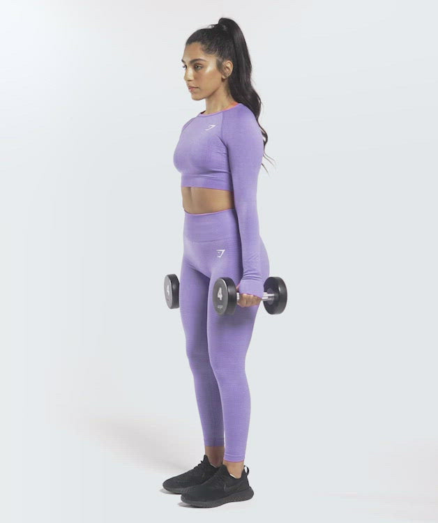 Gymshark Vital Seamless 2.0 Long Sleeve Crop Top - Bright Purple Marl